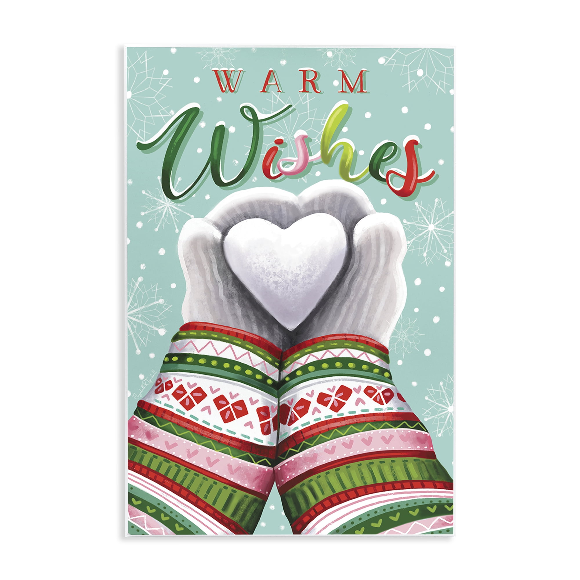 Stupell Industries Warm Wishes with Heart Holiday Painting Unframed Art Print Wall Art, 13 x 19