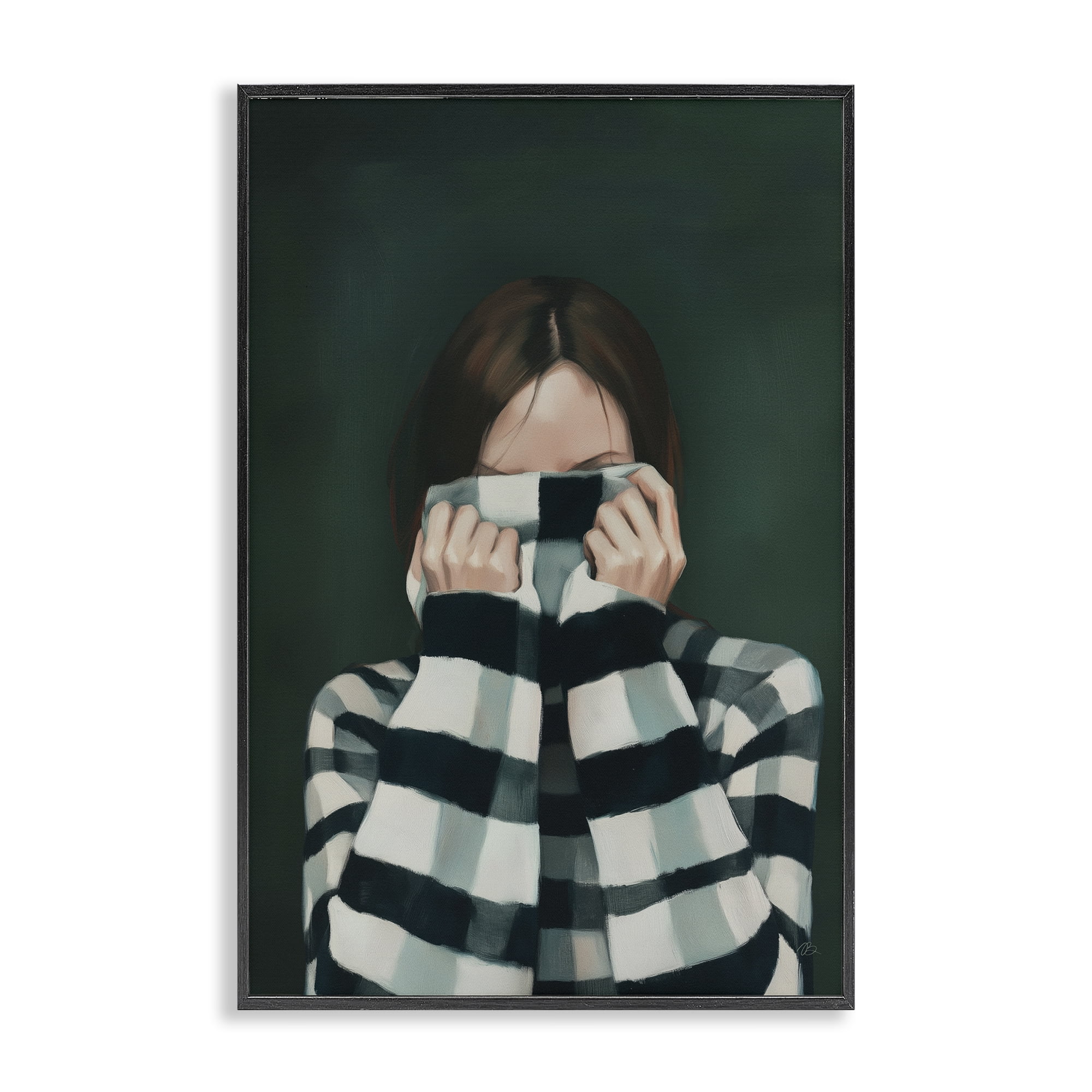 Stupell Industries Warmed Striped Sweater Portrait Black Framed Giclee Art, design by Ros Ruseva
