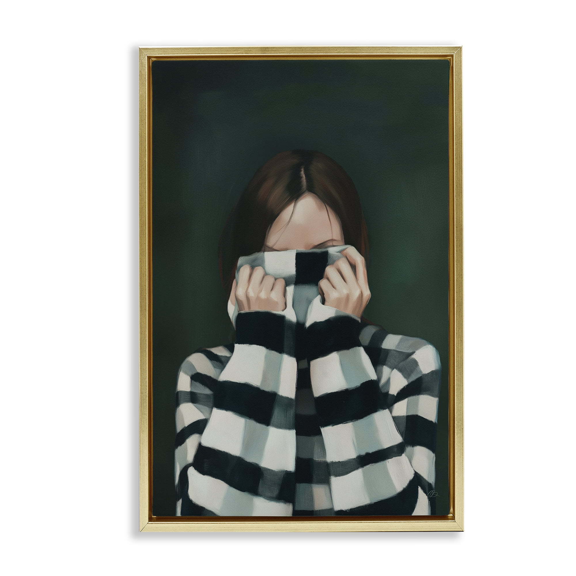 Stupell Industries Warmed Striped Sweater Portrait Gold Framed Floater Canvas Wall Art, design by Ros Ruseva