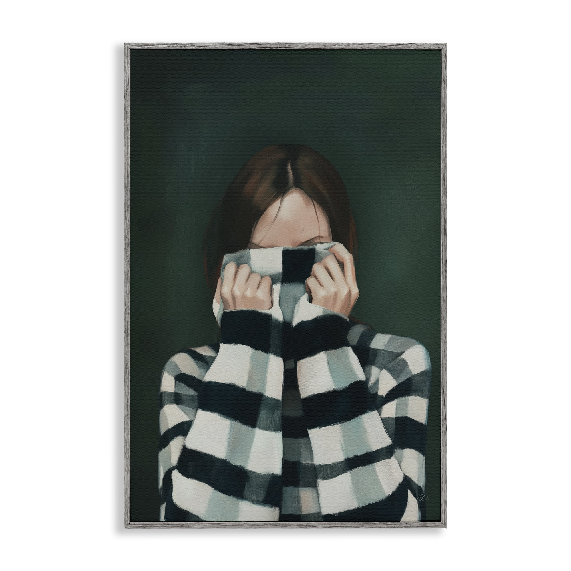 Stupell Industries Warmed Striped Sweater Portrait Gray Framed Giclee Art, design by Ros Ruseva
