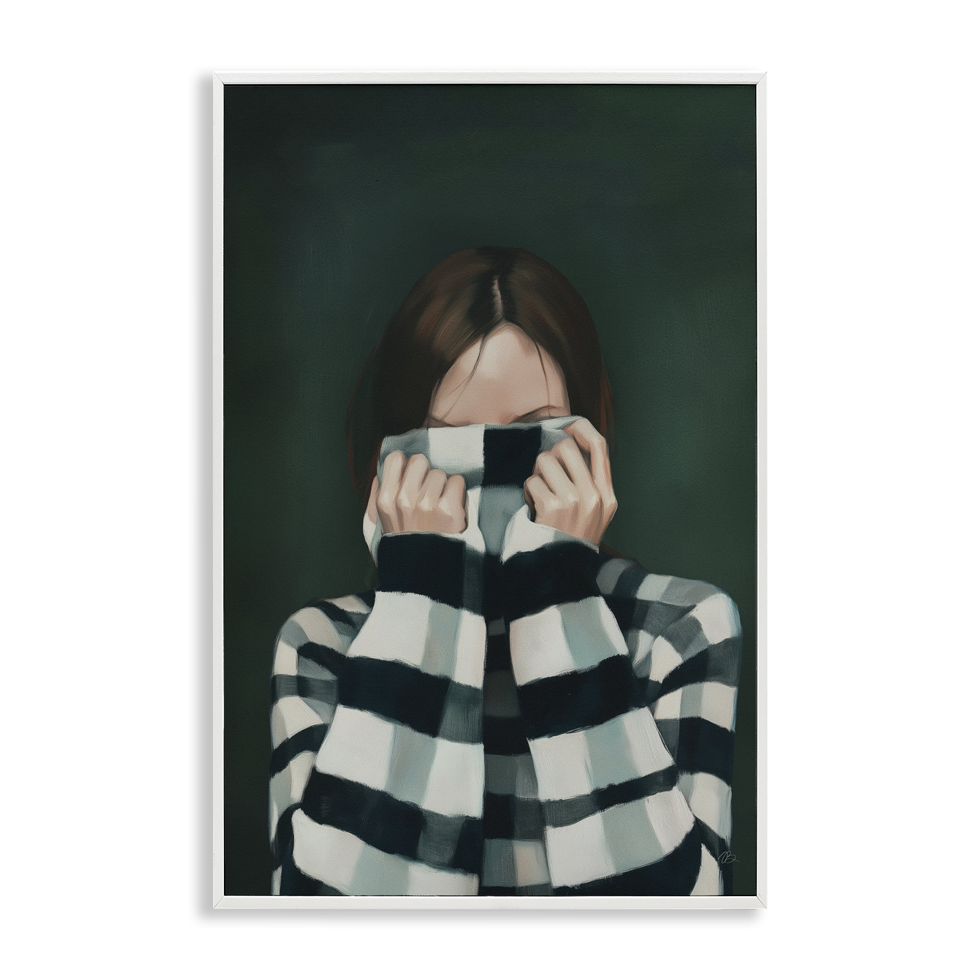 Stupell Industries Warmed Striped Sweater Portrait White Framed Giclee Art, design by Ros Ruseva