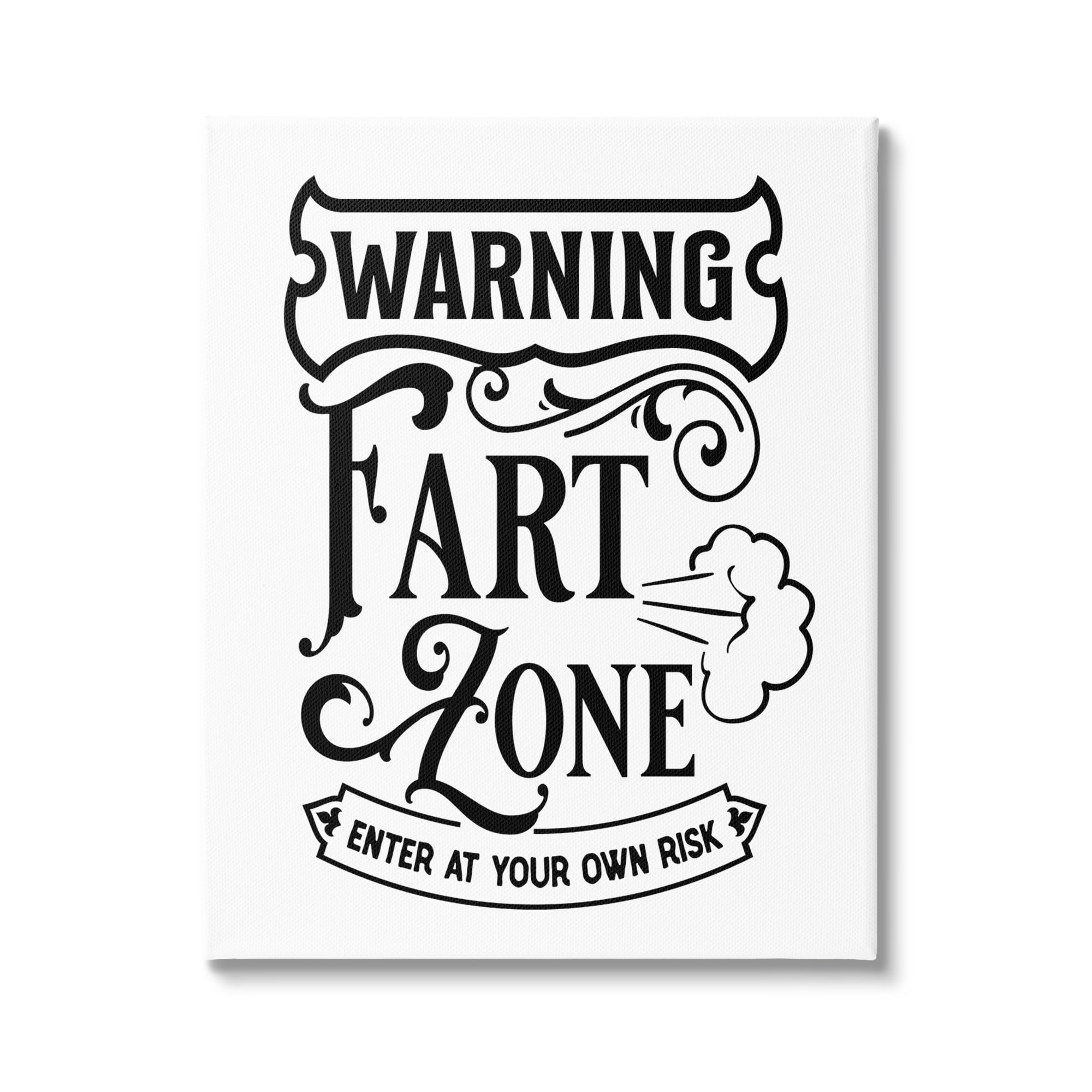 Stupell Industries Warning Fart Zone Funny Bathroom Vintage Style Graphic Art Gallery Wrapped Canvas Print Wall Art, Design by Lettered and Lined