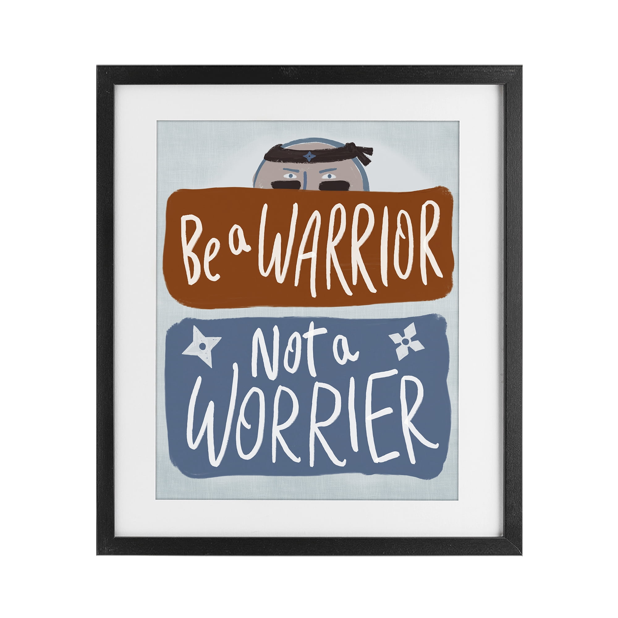 Stupell Industries Warrior Not Worrier Black Framed Print Under Glass, design by Connie Summers