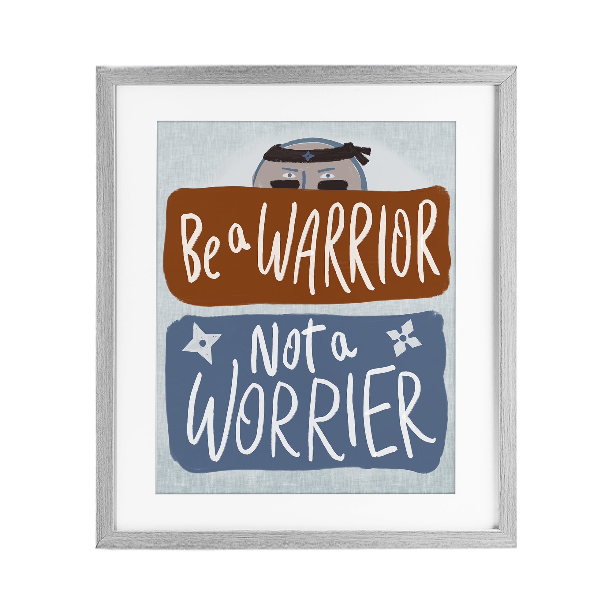 Stupell Industries Warrior Not Worrier Gray Framed Print Under Glass, design by Connie Summers