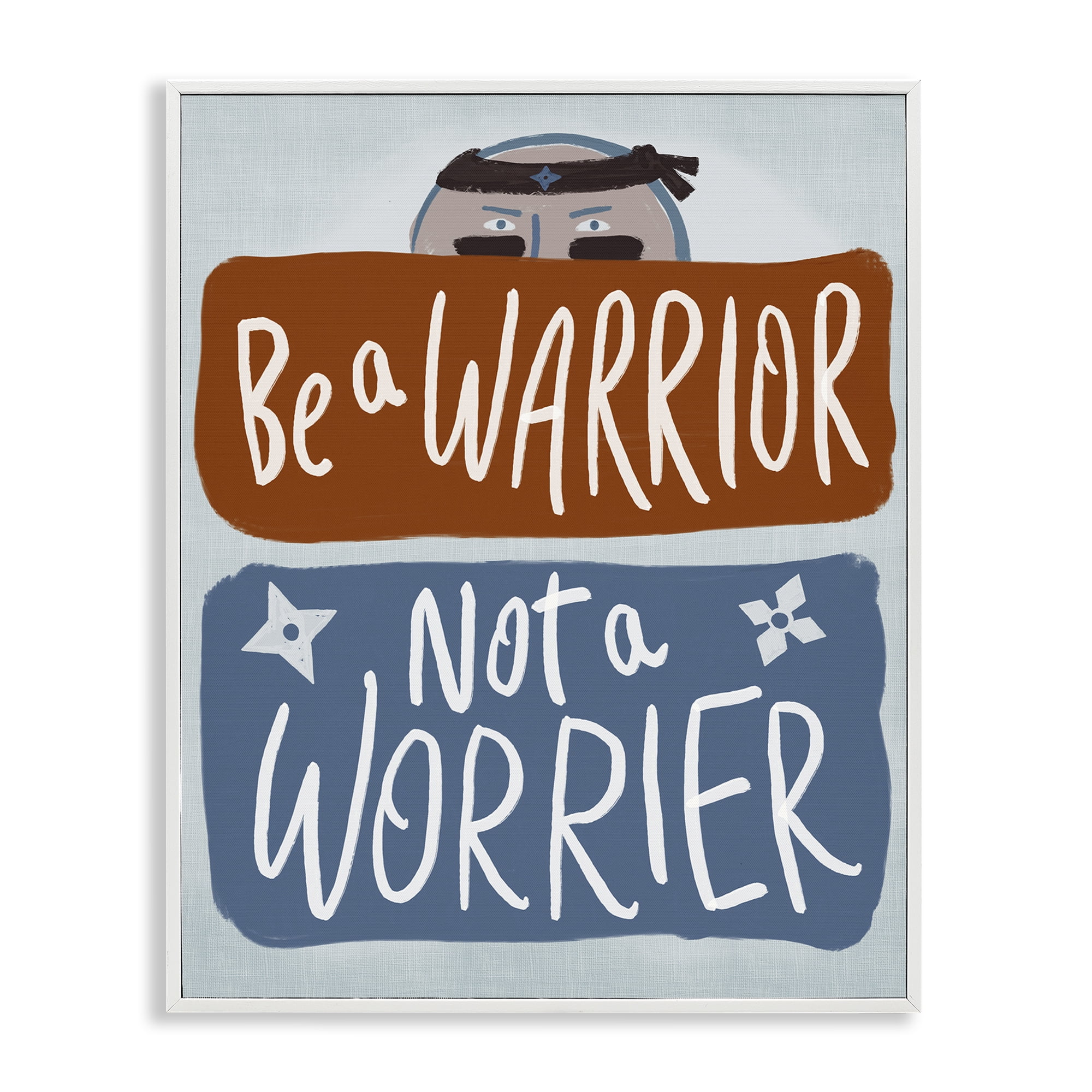 Stupell Industries Warrior Not Worrier White Framed Giclee Art, design by Connie Summers