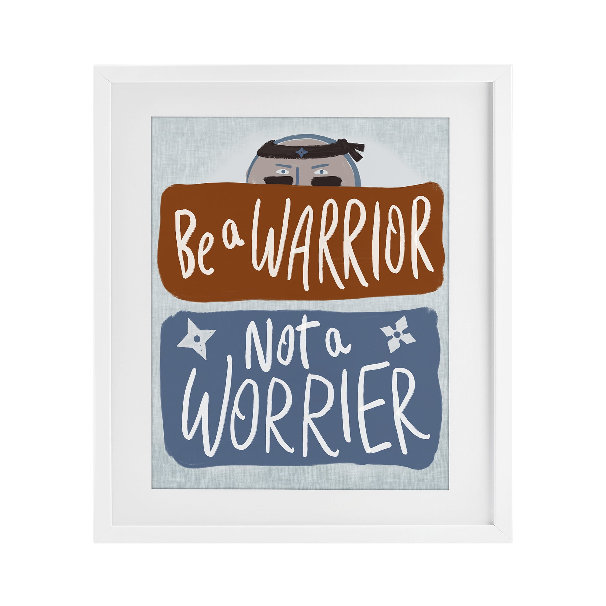 Stupell Industries Warrior Not Worrier White Framed Print Under Glass, design by Connie Summers