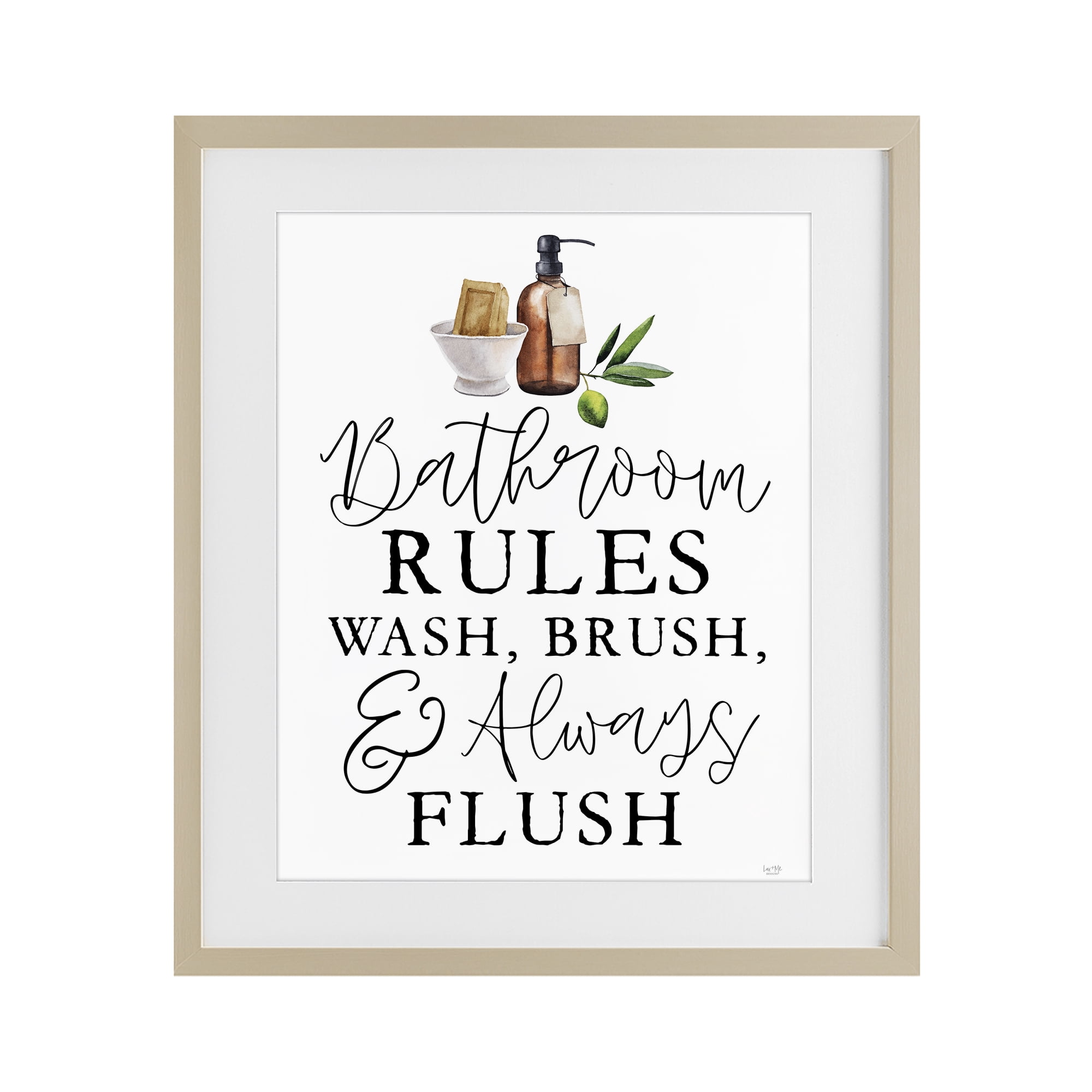 Stupell Industries Wash Brush & Always Flush Birch Framed Print Under Glass, design by Lux + Me Designs