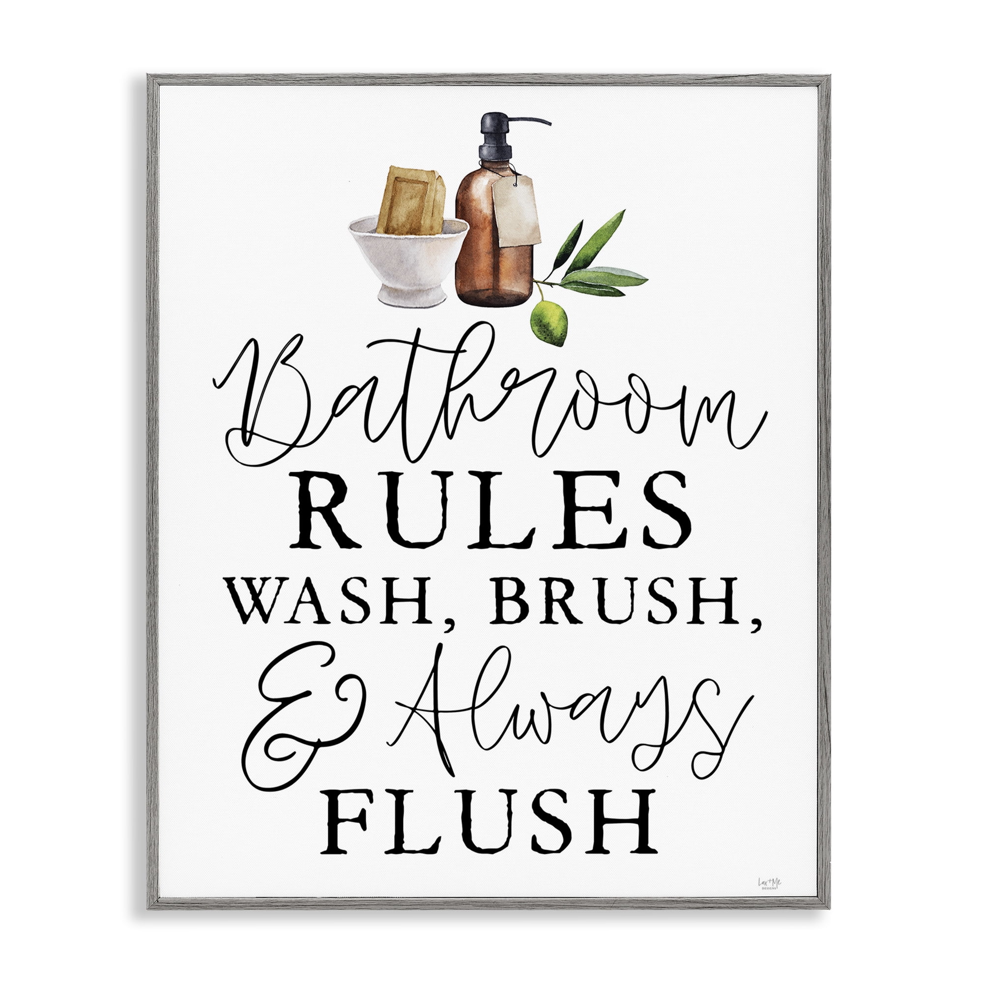 Stupell Industries Wash Brush & Always Flush Gray Framed Giclee Art, design by Lux + Me Designs