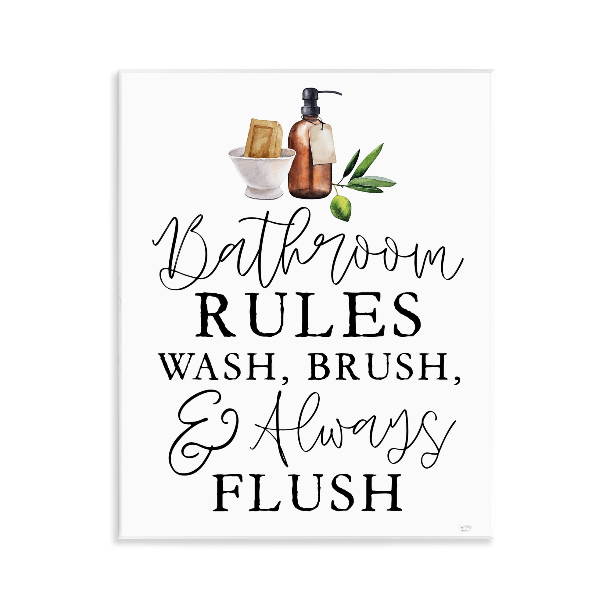 Stupell Industries Wash Brush & Always Flush Wall Plaque Art, design by Lux + Me Designs