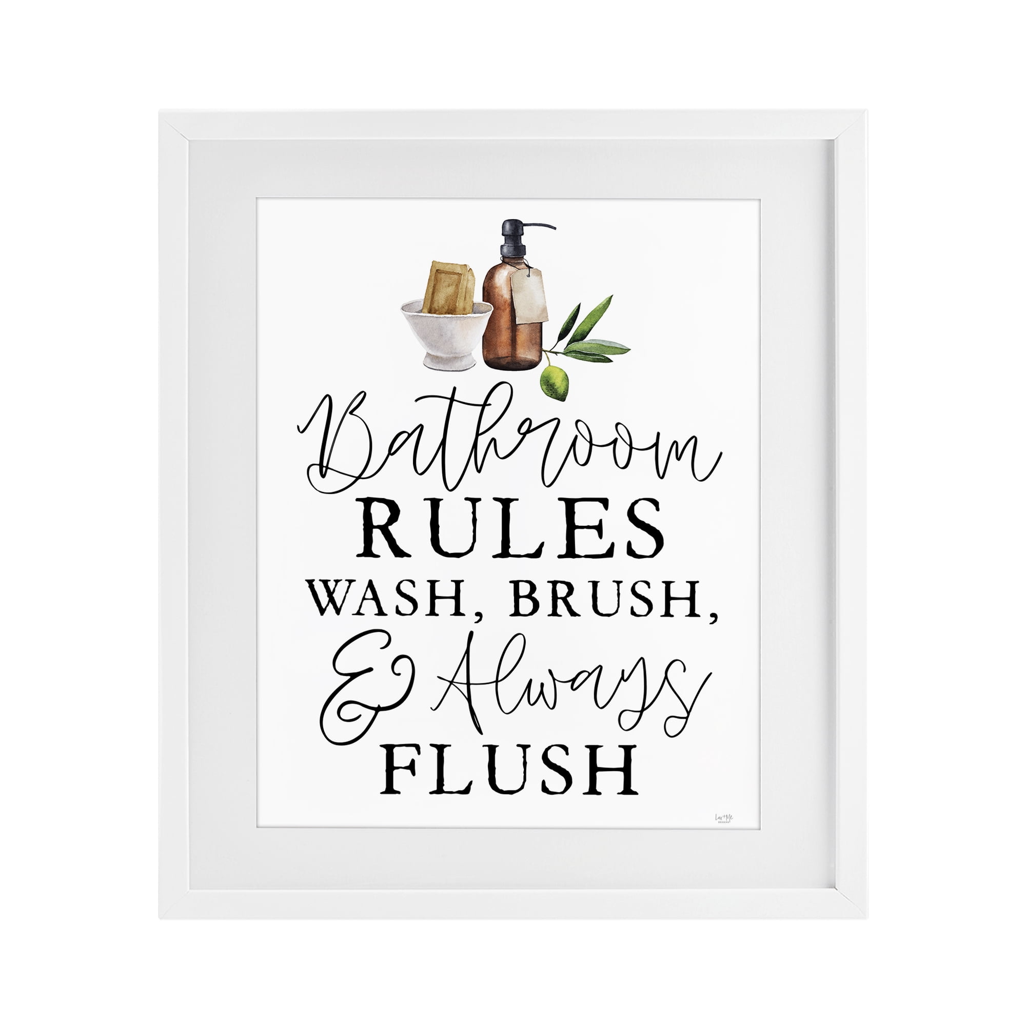 Stupell Industries Wash Brush & Always Flush White Framed Print Under Glass, design by Lux + Me Designs