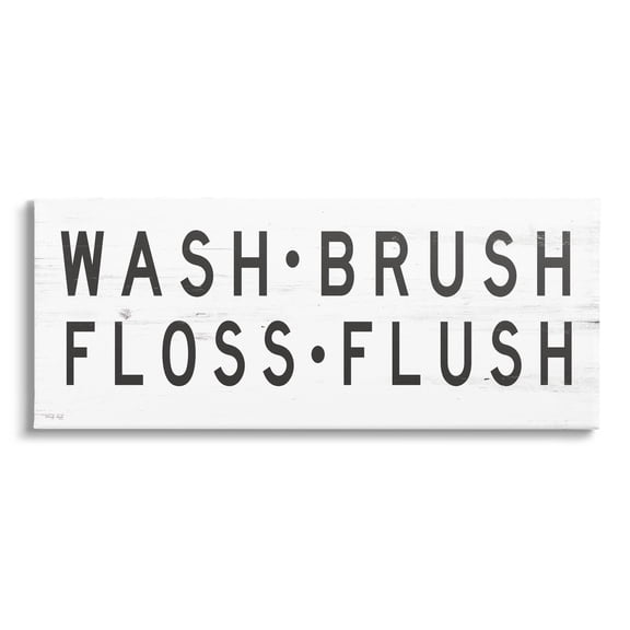 Stupell Industries Wash Brush Floss Flush Bathroom Rules Graphic Art Gallery Wrapped Canvas Print Wall Art, Design by Cindy Jacobs