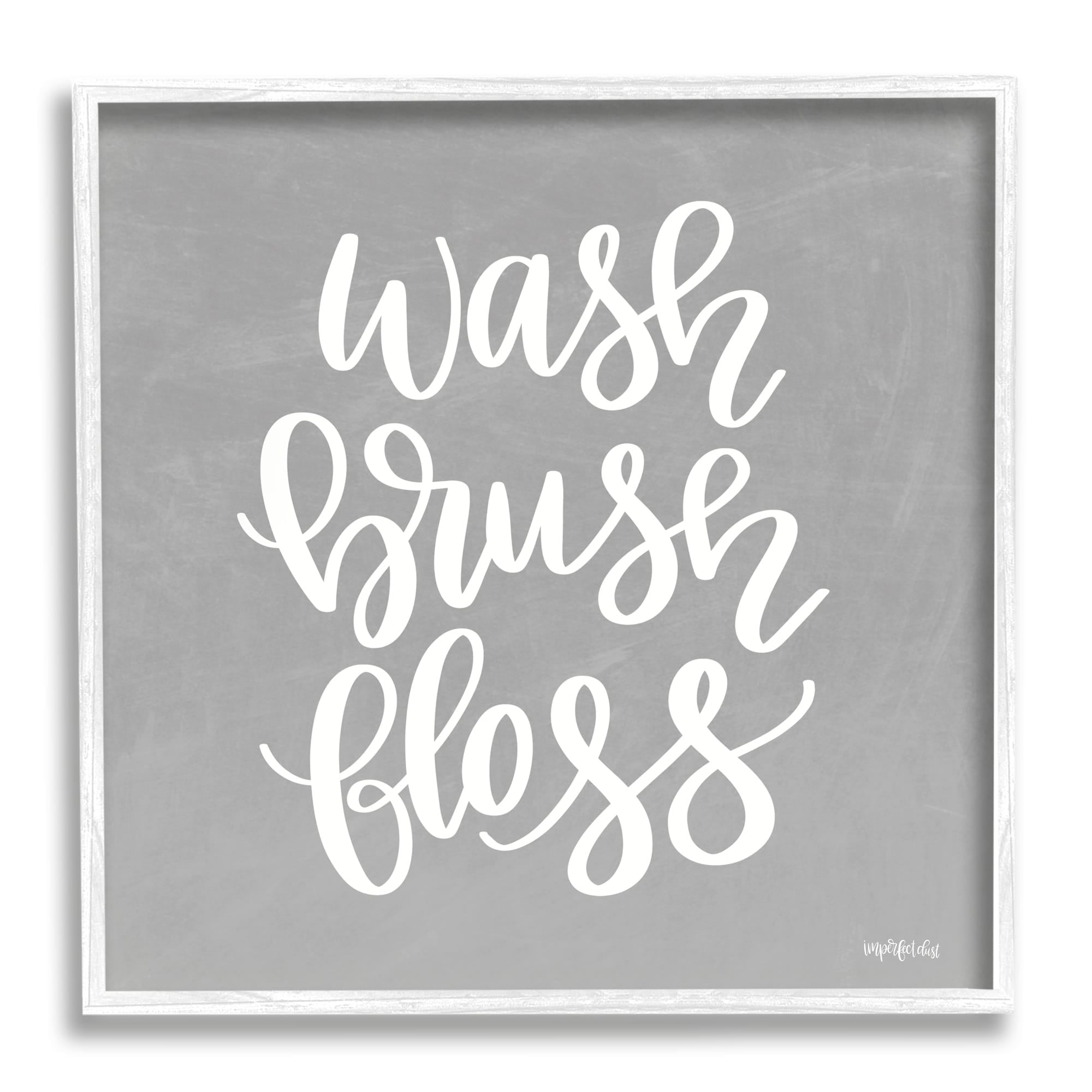 Stupell Industries Wash Brush Floss Simplistic Hygiene Reminder Textured Sign,12 x 12, Design by Imperfect Dust