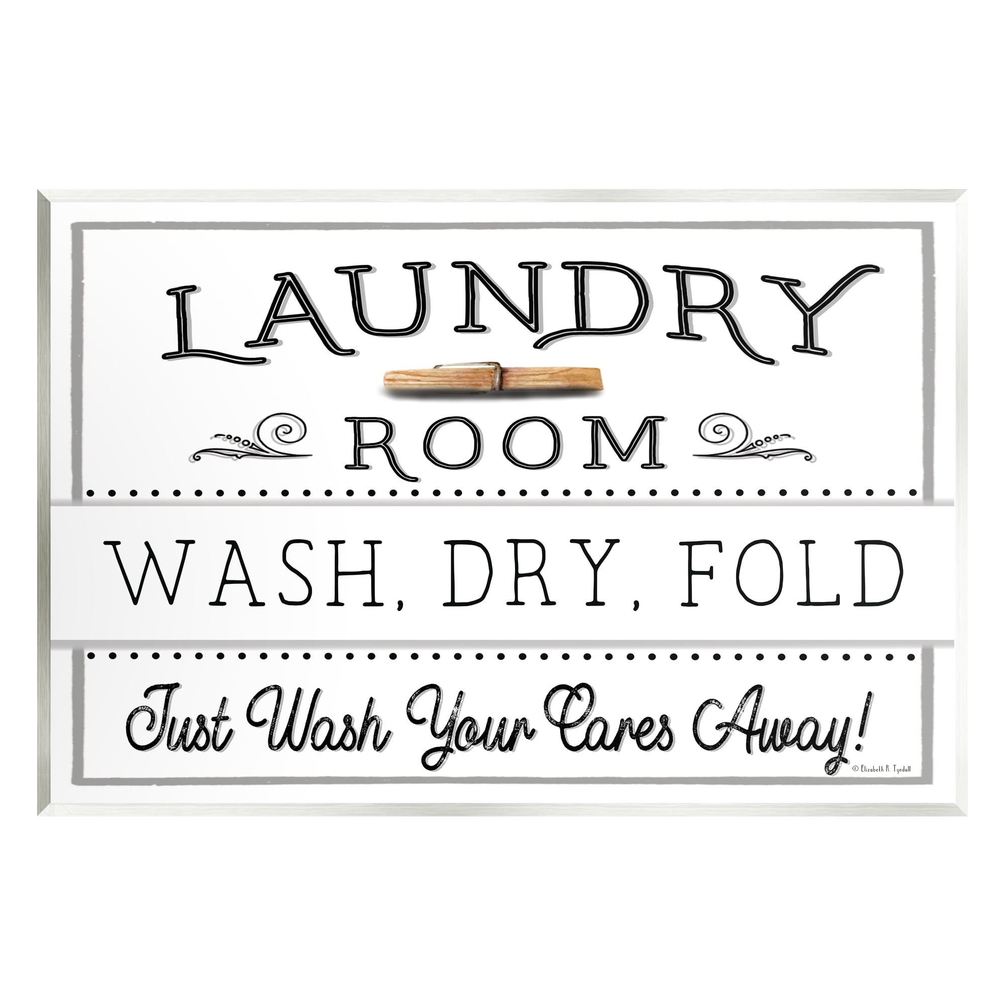 Rustic White and Brown Wood Laundry Room Wall Plaque