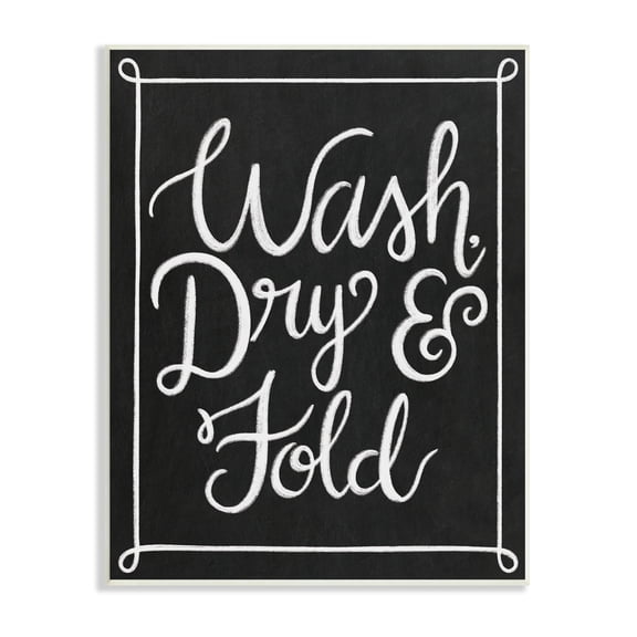 Stupell Industries Wash Dry & Fold Curved Loop Border Black White, 10 x 15, Designed by Taylor Shannon Designs