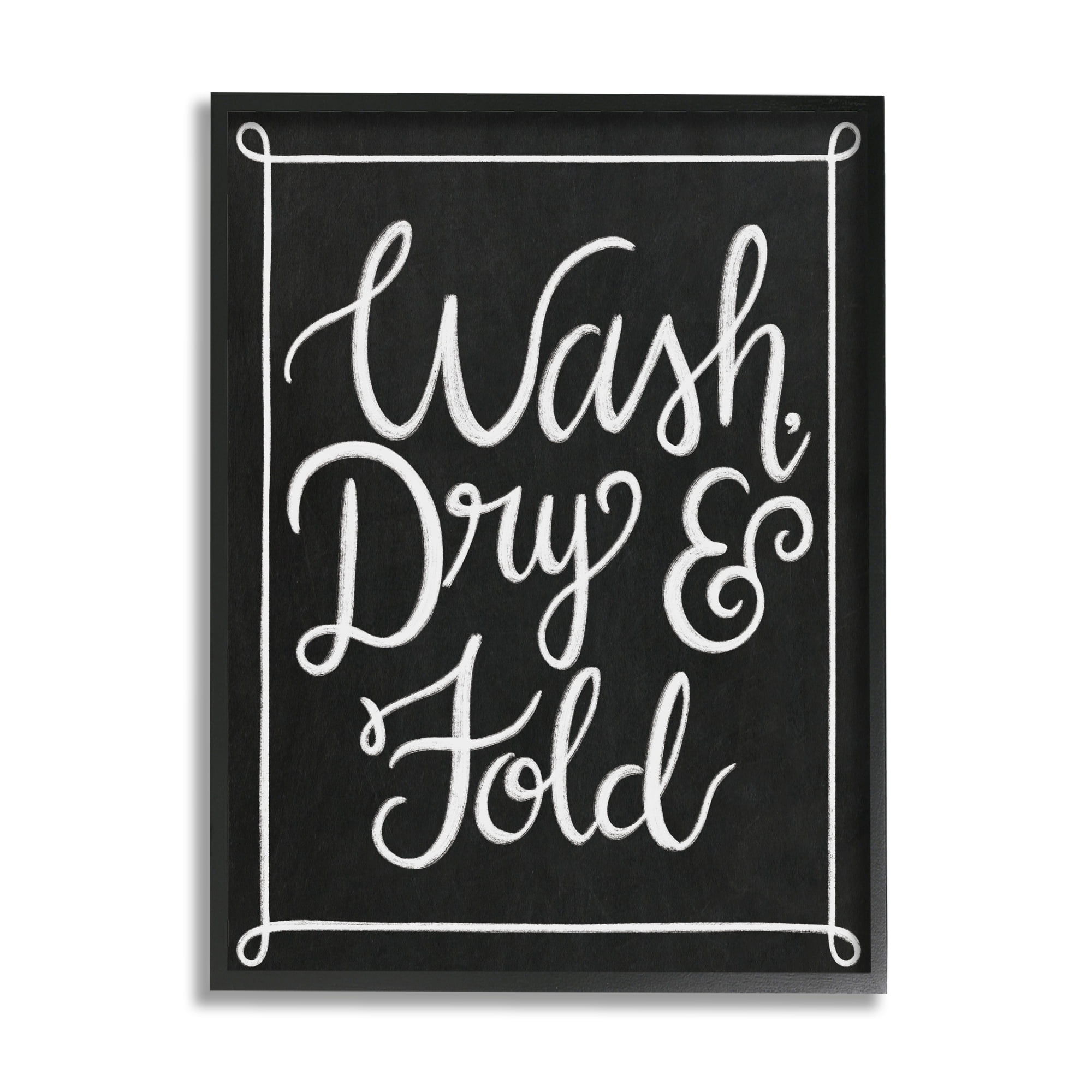 Stupell Industries Wash Dry & Fold Curved Loop Border Black White, 11 x 14, Designed by Taylor Shannon Designs