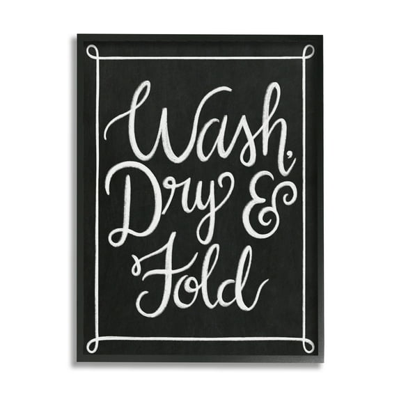 Stupell Industries Wash Dry & Fold Curved Loop Border Black White, 16 x 20, Designed by Taylor Shannon Designs
