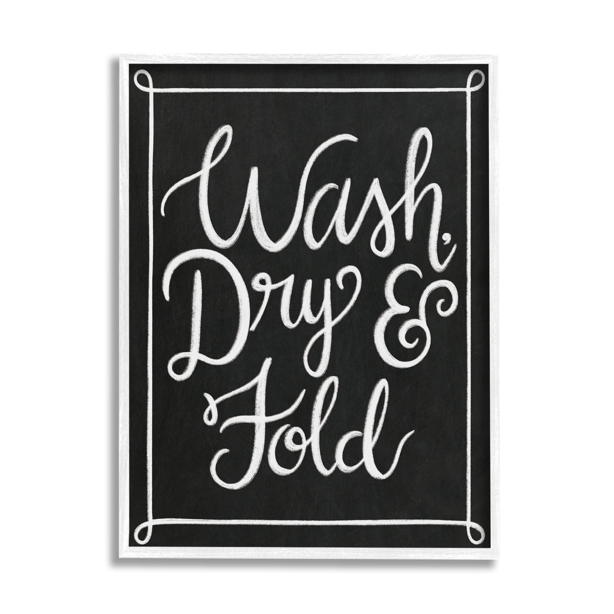 Stupell Industries Wash Dry & Fold Curved Loop Border Black White, 24 x 30, Designed by Taylor Shannon Designs