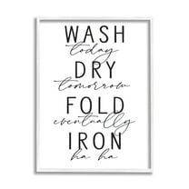 Stupell Industries Wash Dry Fold Iron Funny Laundry Phrases Minimal Text, 24 x 30, Designed by Lettered and Lined