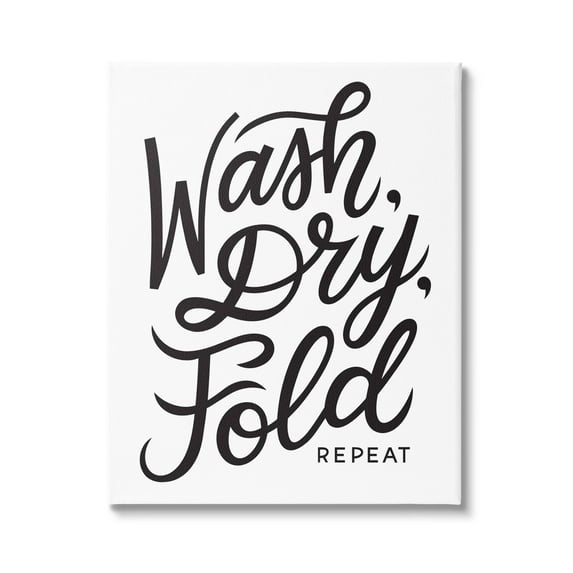 Stupell Industries Wash Dry Fold Text Laundry Typography Sign Canvas Wall Art, 30 x 40, Design by Jalynn Heerdt