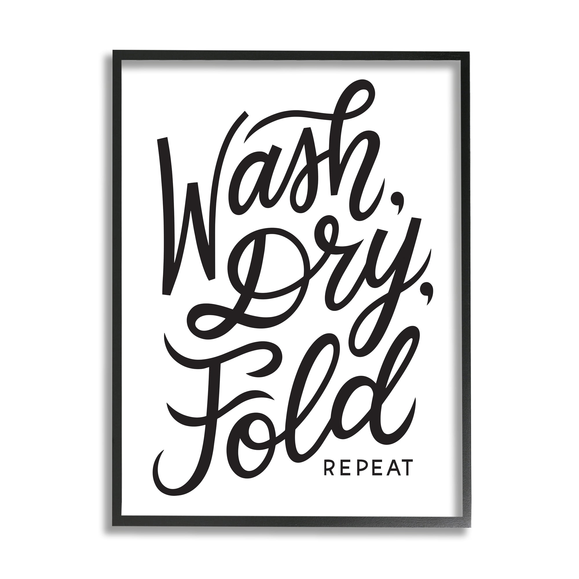Stupell Industries Wash Dry Fold Text Laundry Typography Sign Framed Wall Art, 11 x 14, Design by Jalynn Heerdt