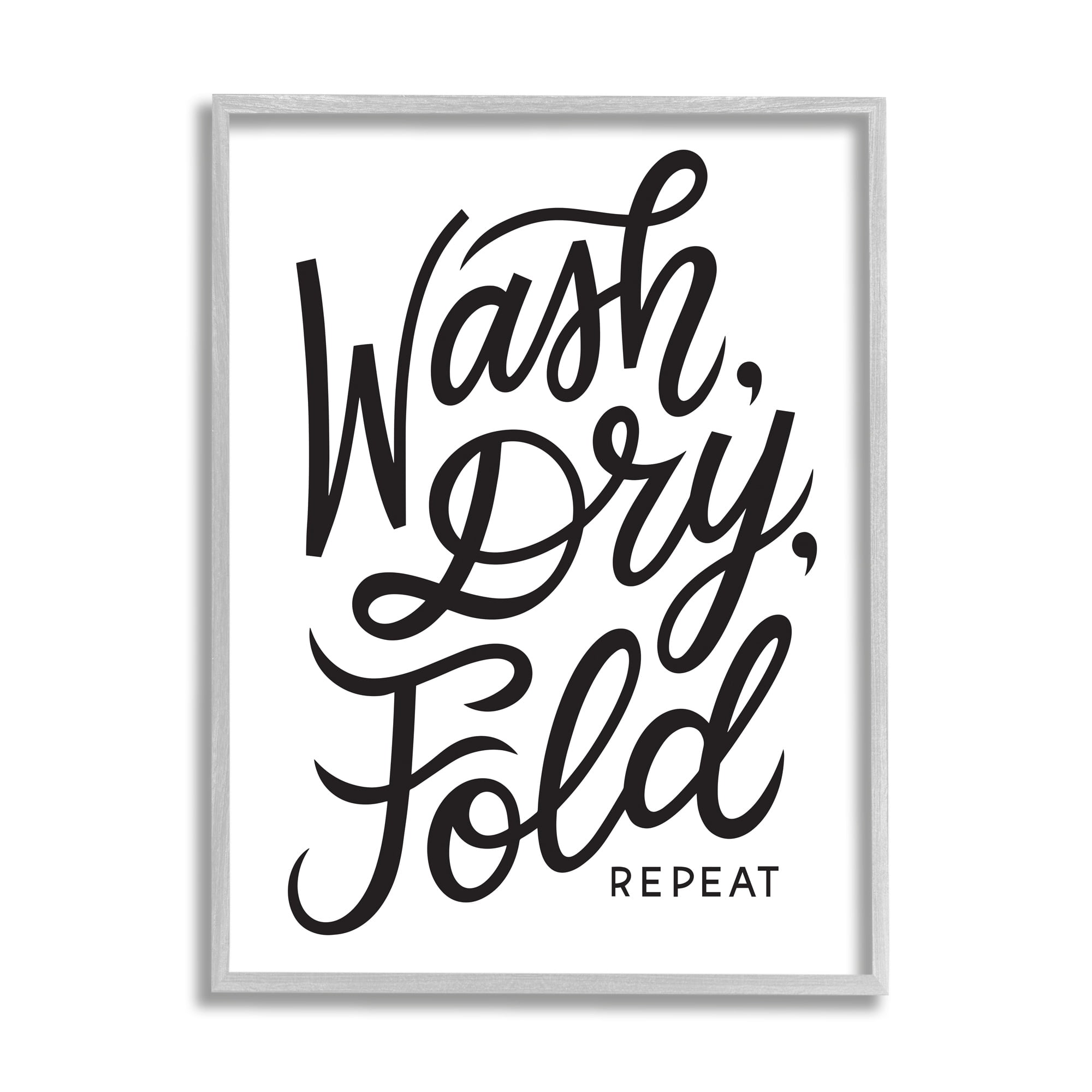 Stupell Industries Wash Dry Fold Text Laundry Typography Sign Framed Wall Art, 11 x 14, Design by Jalynn Heerdt