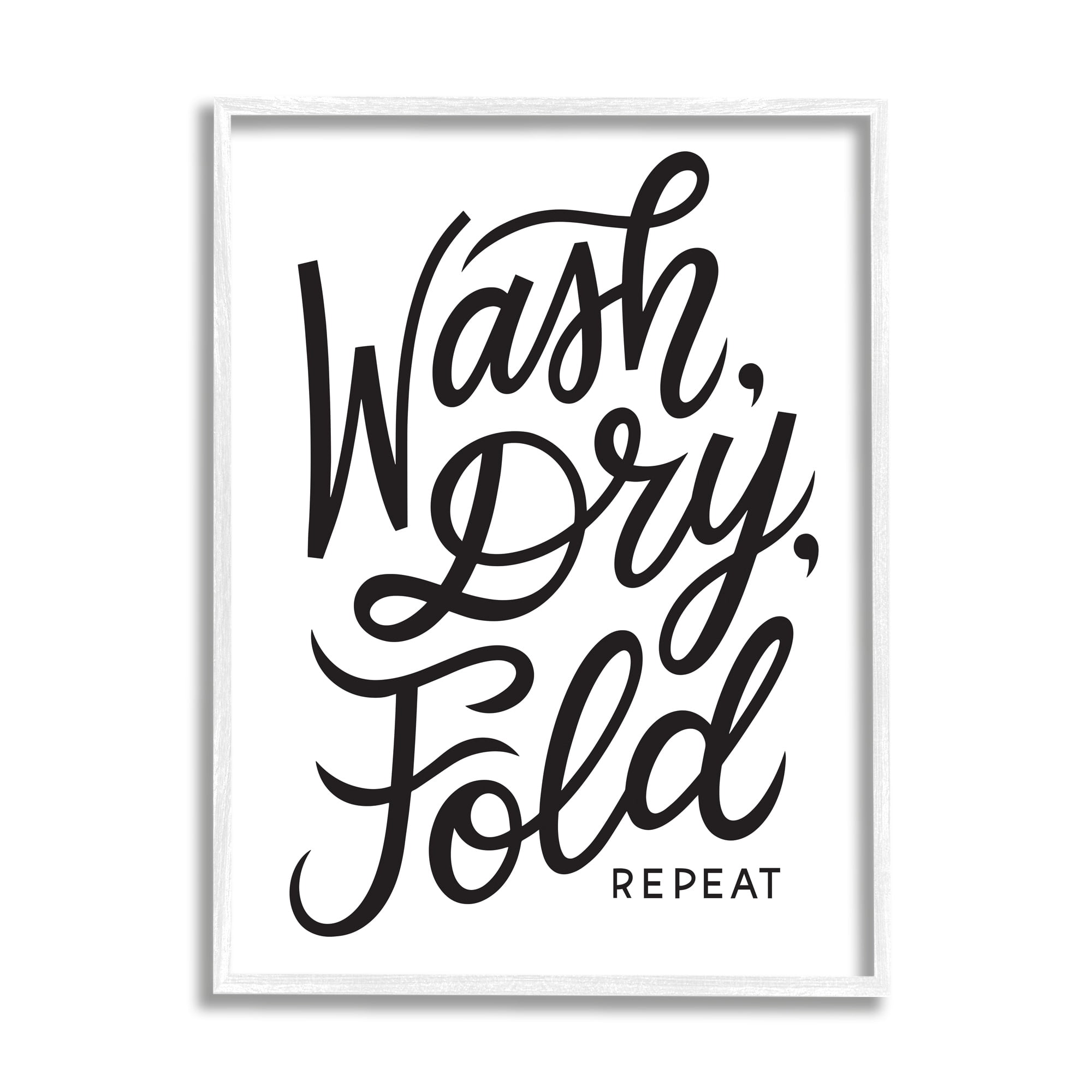 Stupell Industries Wash Dry Fold Text Laundry Typography Sign Framed Wall Art, 16 x 20, Design by Jalynn Heerdt