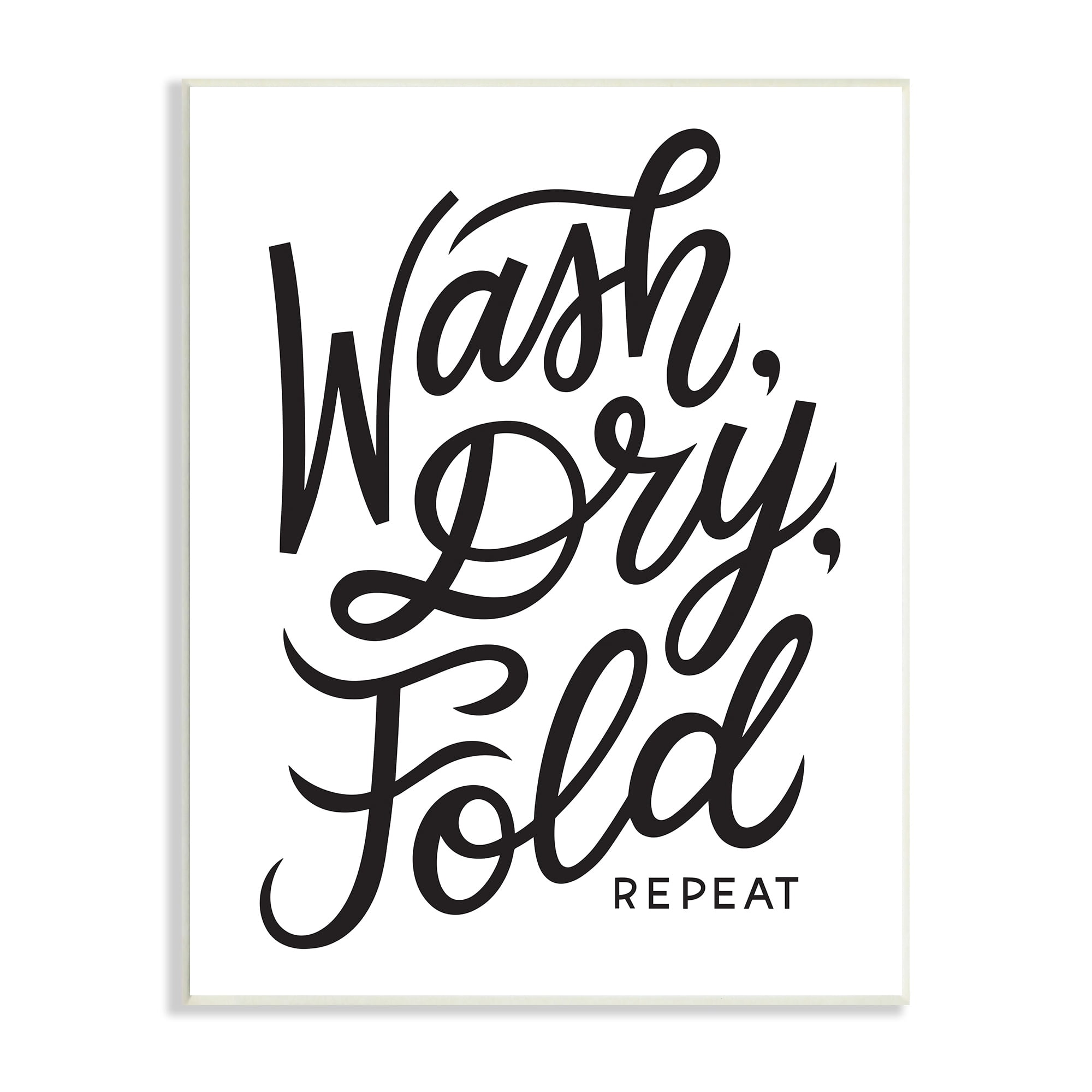 Stupell Industries Wash Dry Fold Text Laundry Typography Sign Wood Wall Art, 13 x 19, Design by Jalynn Heerdt