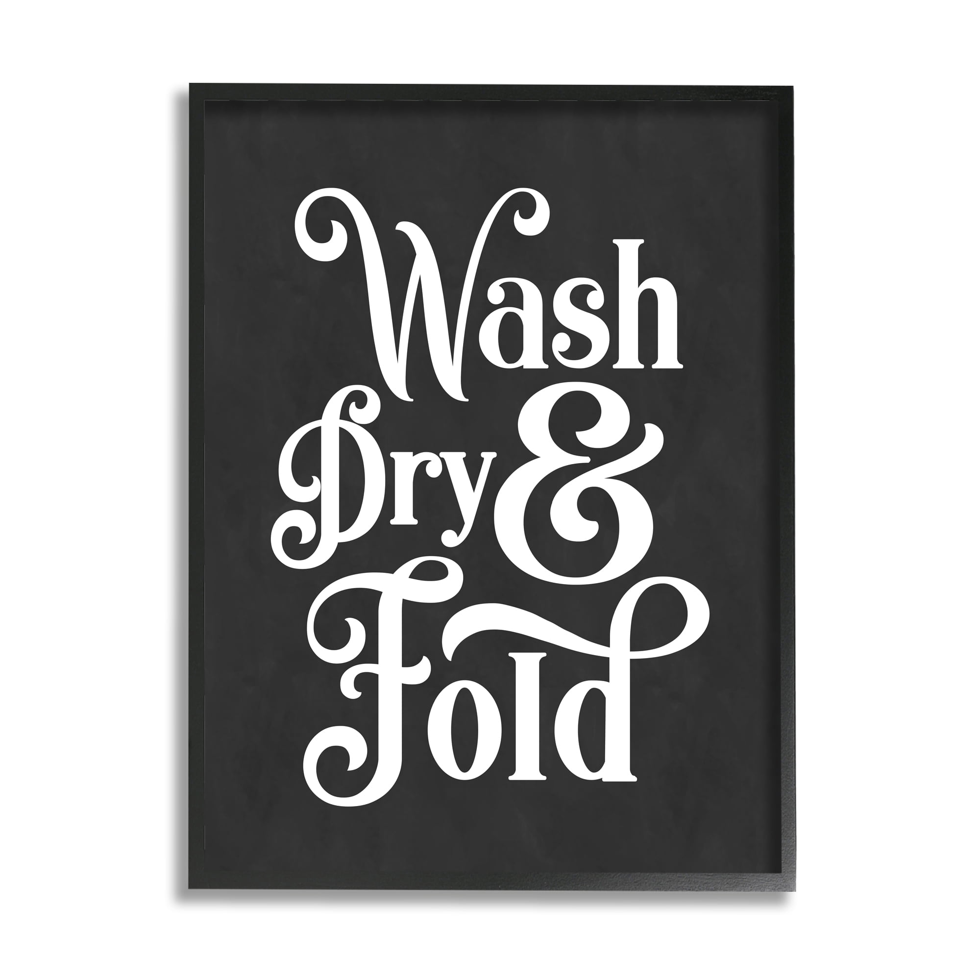Stupell Industries Wash Dry and Fold Vintage Typography Minimal Laundry Country Painting Black Framed Art Print Wall Art, 24 x 30, Design by Lettered and Lined