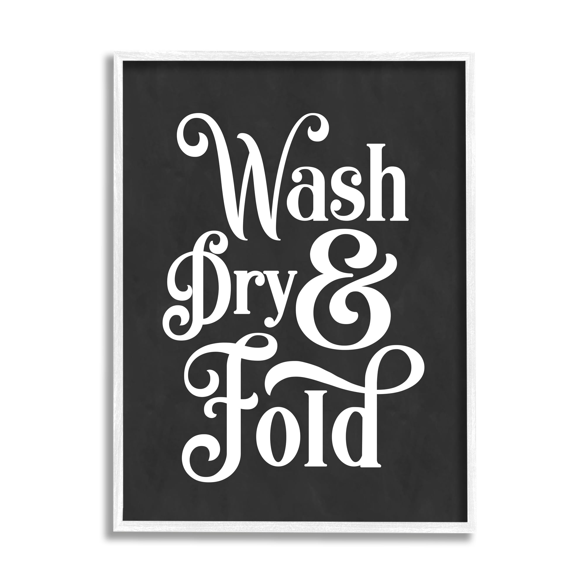 Stupell Industries Wash Dry and Fold Vintage Typography Minimal Laundry Graphic Art White Framed Art Print Wall Art, 24x30, by Lettered and Lined