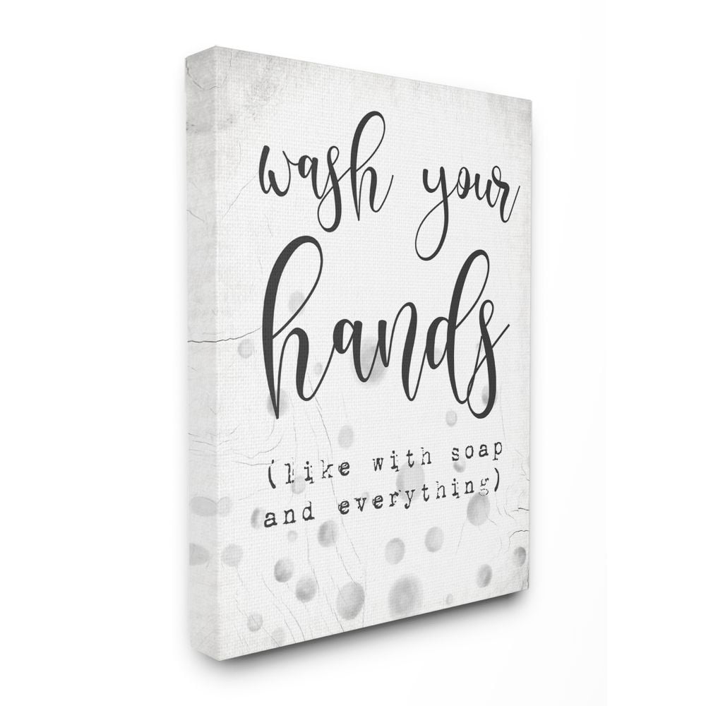 Stupell Industries Wash Hands Bathroom Sign Sassy Soap Phrase Canvas Wall Art Design by Daphne Polselli, 16" x 20"