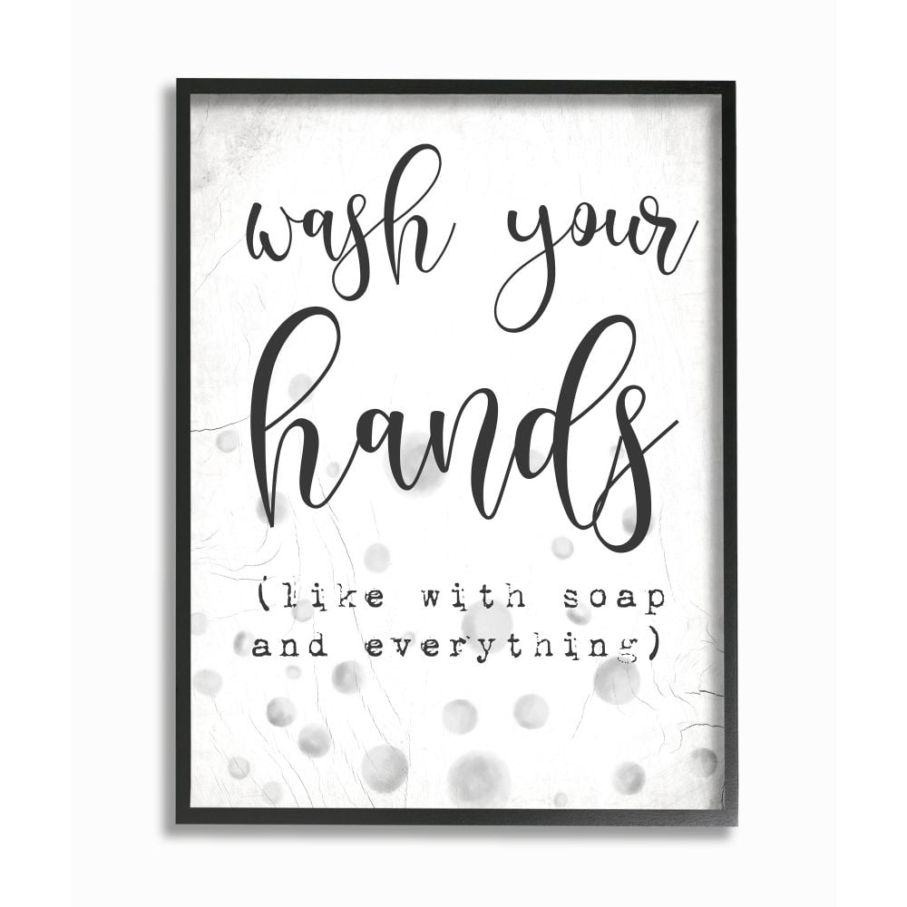 Stupell Industries Wash Hands Bathroom Sign Sassy Soap Phrase Framed Wall Art Design by Daphne Polselli
