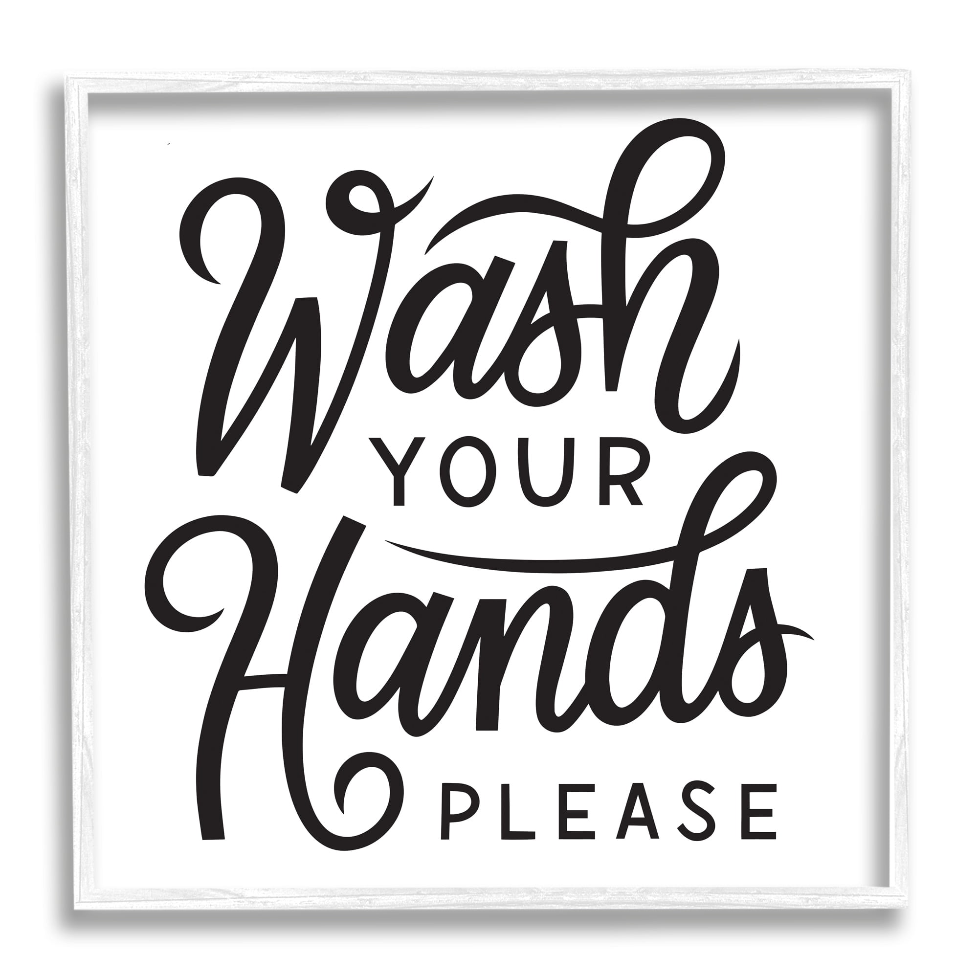 Stupell Industries Wash Hands Please Bathroom Typography Text Sign Framed Wall Art, 17 x 17, Design by Jalynn Heerdt