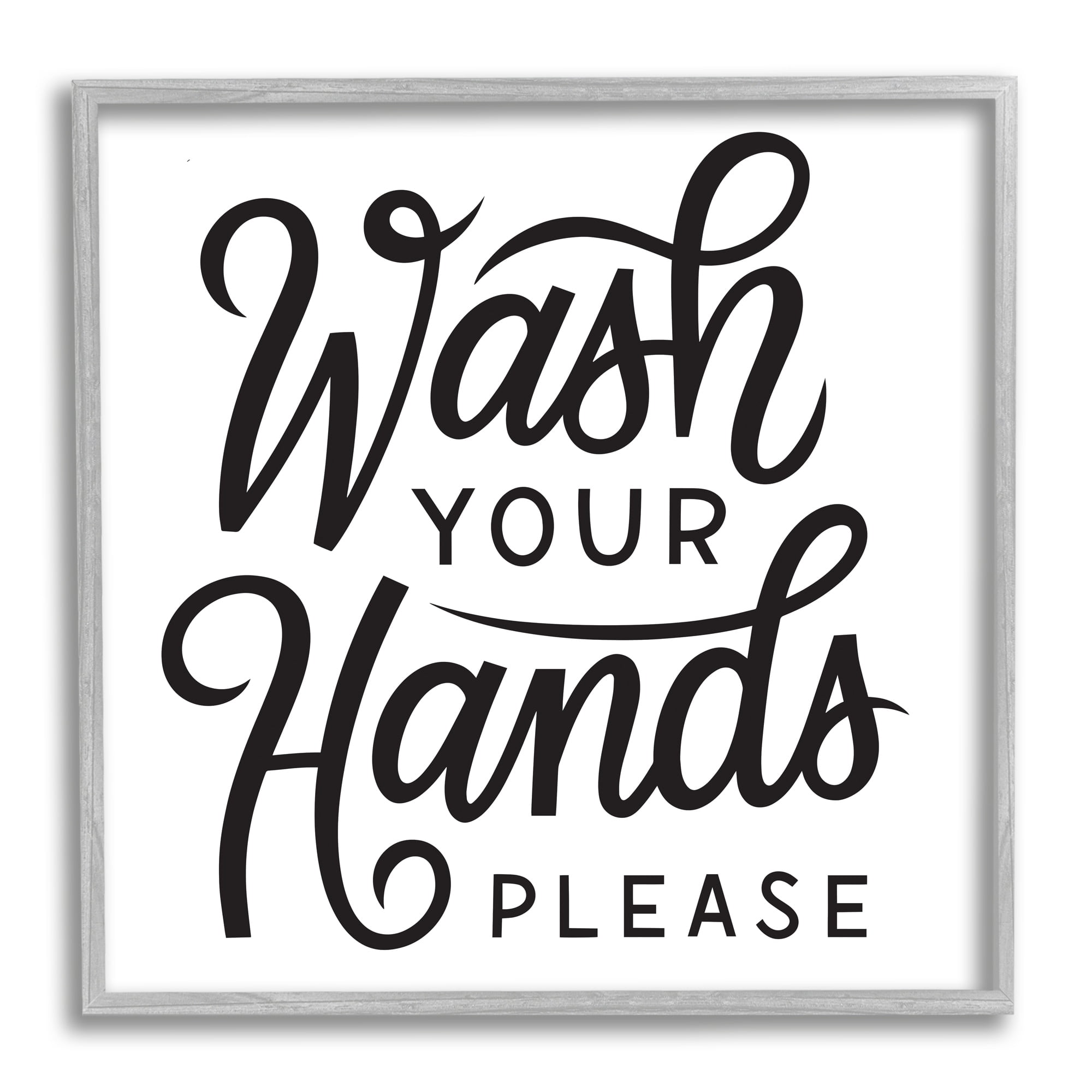 Stupell Industries Wash Hands Please Bathroom Typography Text Sign Framed Wall Art, 17 x 17, Design by Jalynn Heerdt
