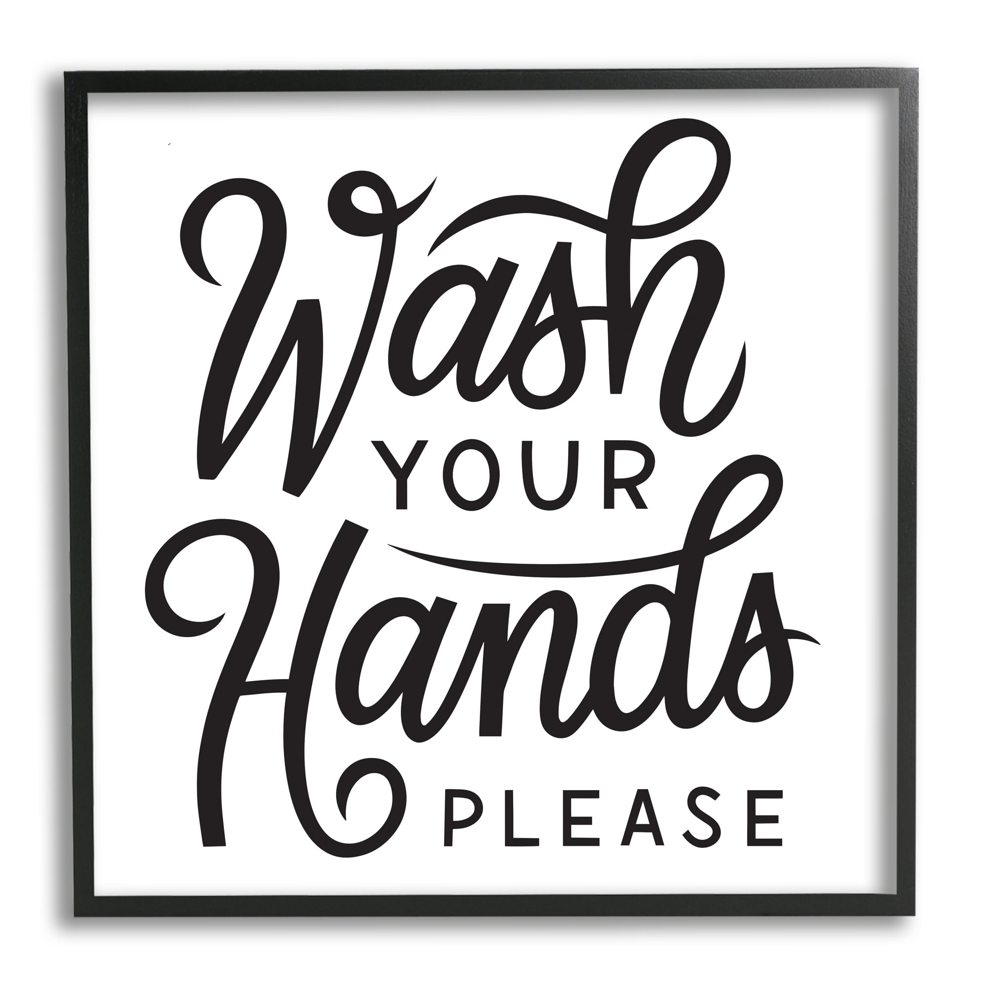 Stupell Industries Wash Hands Please Bathroom Typography Text Sign Framed Wall Art, 17 x 30, Design by Jalynn Heerdt