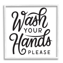 Stupell Industries Wash Hands Please Bathroom Typography Text Sign Framed Wall Art, 24 x 24, Design by Jalynn Heerdt