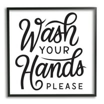Stupell Industries Wash Hands Please Bathroom Typography Text Sign Framed Wall Art, 24 x 24, Design by Jalynn Heerdt