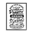thumbnail image 1 of Stupell Industries Wash Hands & Prayers Witty Religious Bathroom Sign Graphic Art Black Framed Art Print Wall Art, Design by Lettered and Lined, 1 of 7