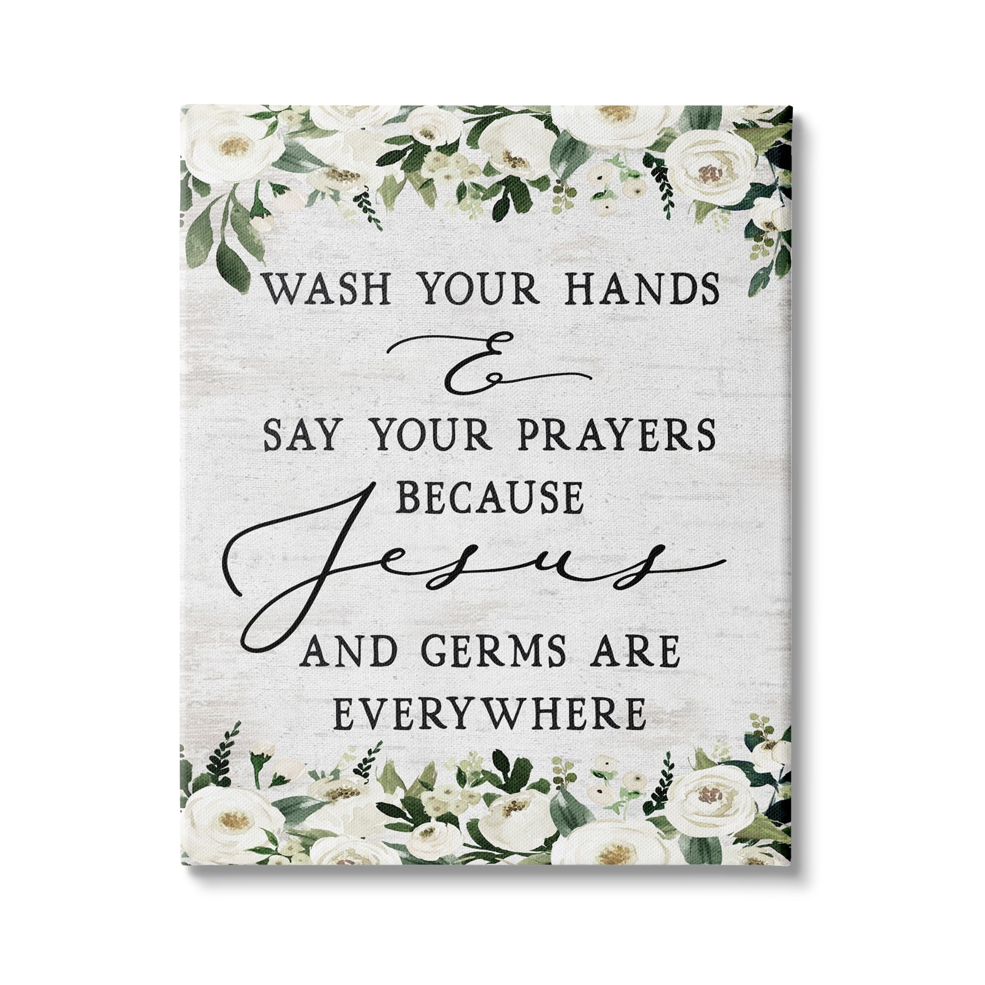 Stupell Industries Wash Hands Say Prayers Jesus Germs Everywhere Phrase, 16 x 20,Design by Lettered and Lined