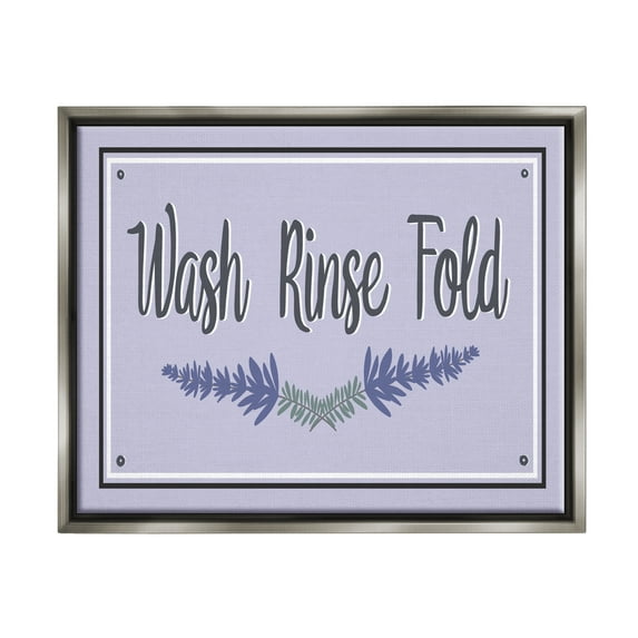 Stupell Industries Wash Rinse Fold Lavender Sprigs Typography Painting Gray Floater Framed Art Print Wall Art