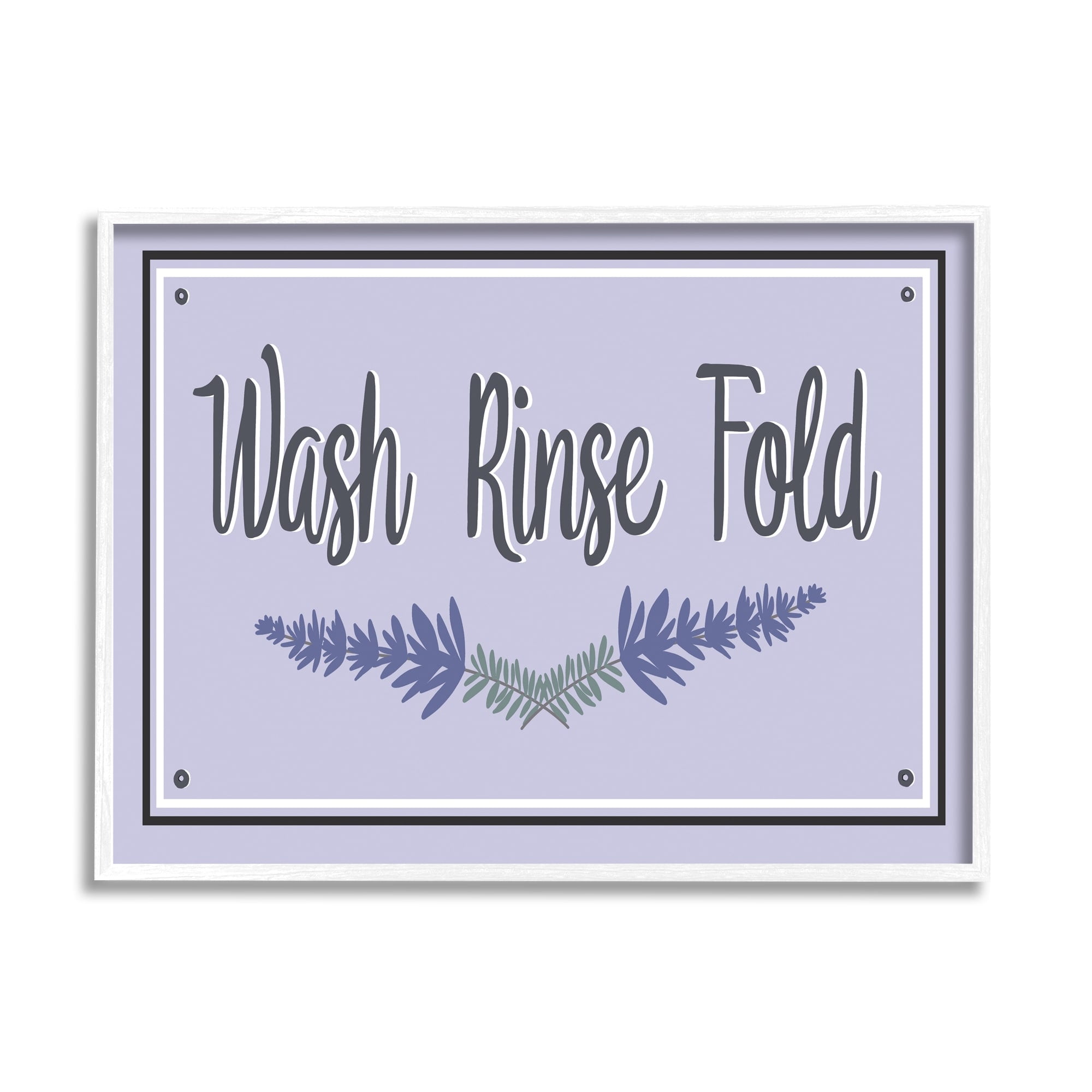 Stupell Industries Wash Rinse Fold Lavender Sprigs Typography Painting White Framed Art Print Wall Art