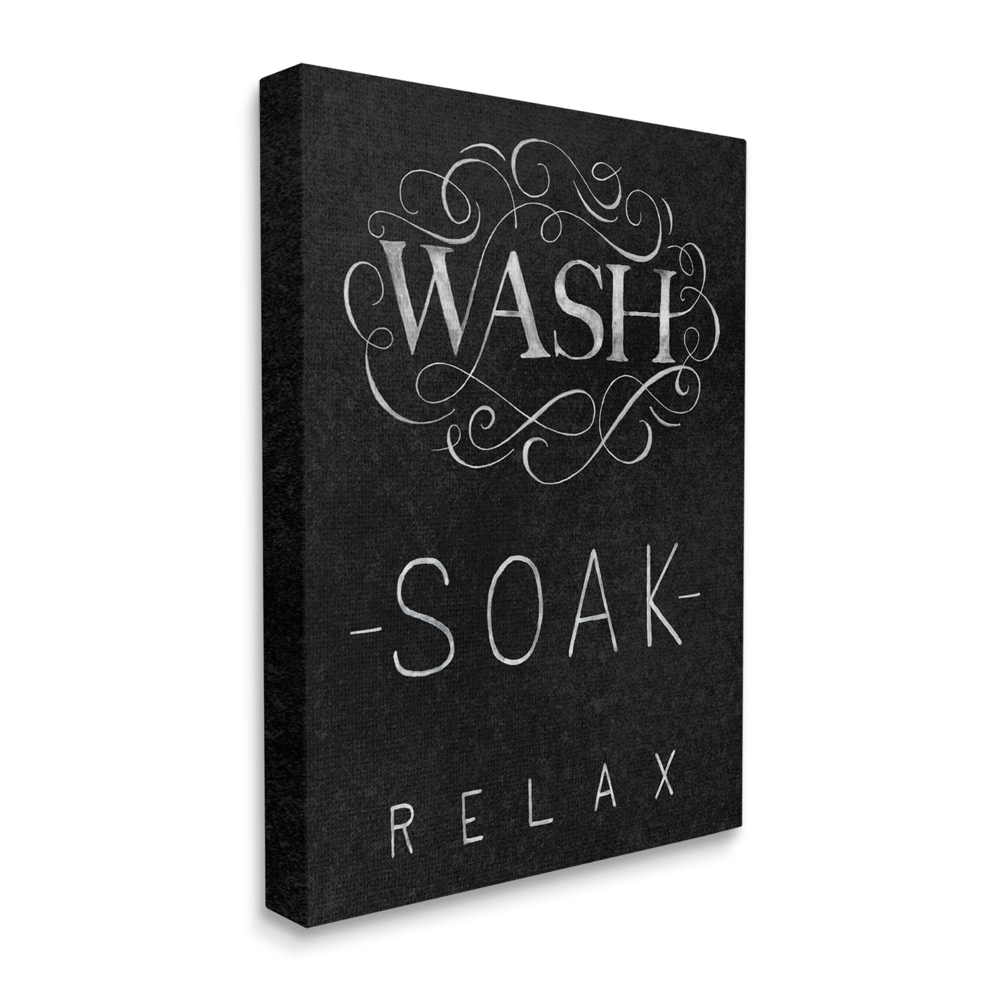 Stupell Industries Wash Soak Relax Bathroom Phrases Vintage Boutique Typography Typography Painting Gallery Wrapped Canvas Print Wall Art, 24 x 30