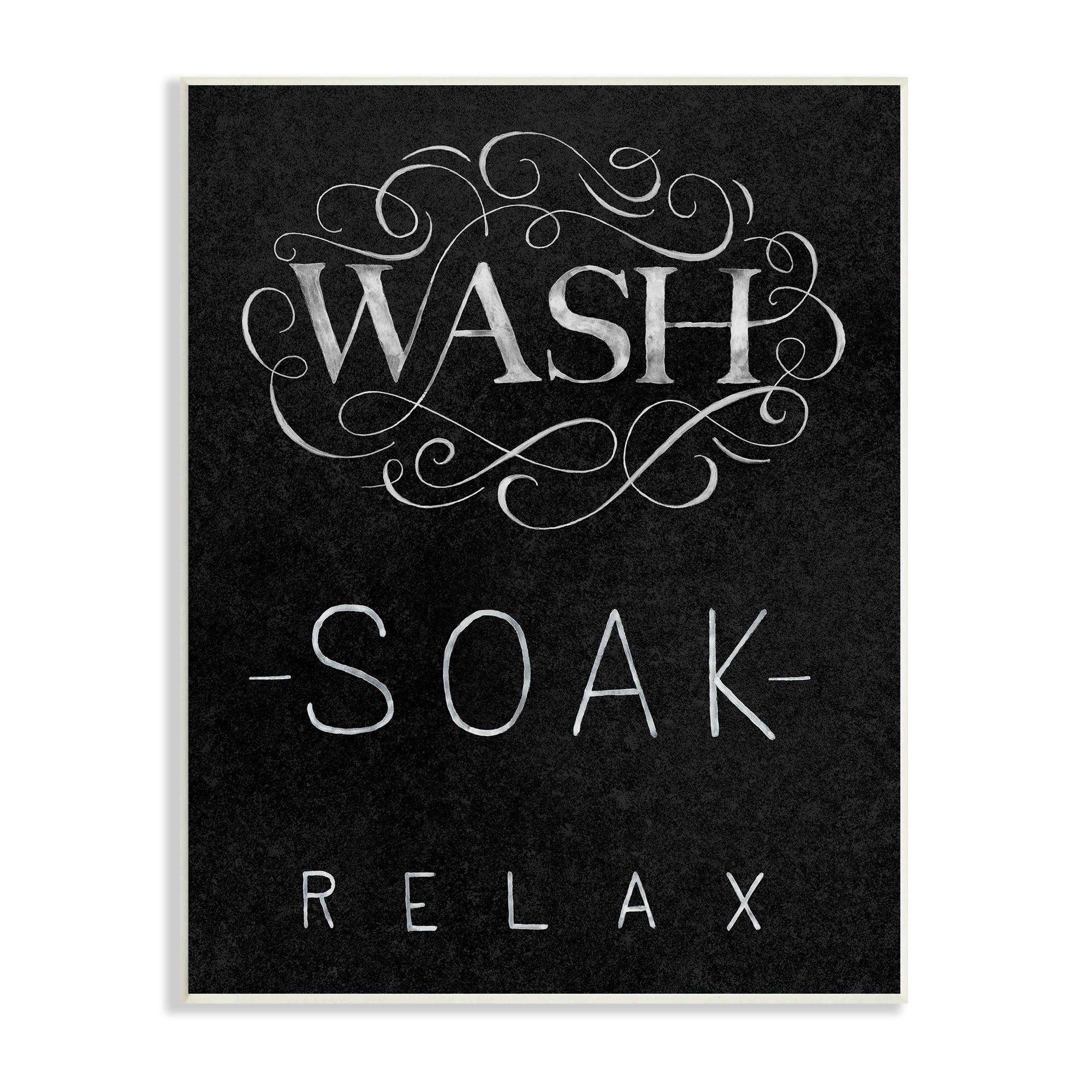 Stupell Industries Wash Soak Relax Bathroom Phrases Vintage Boutique Typography Typography Painting Unframed Art Print Wall Art, 13 x 19
