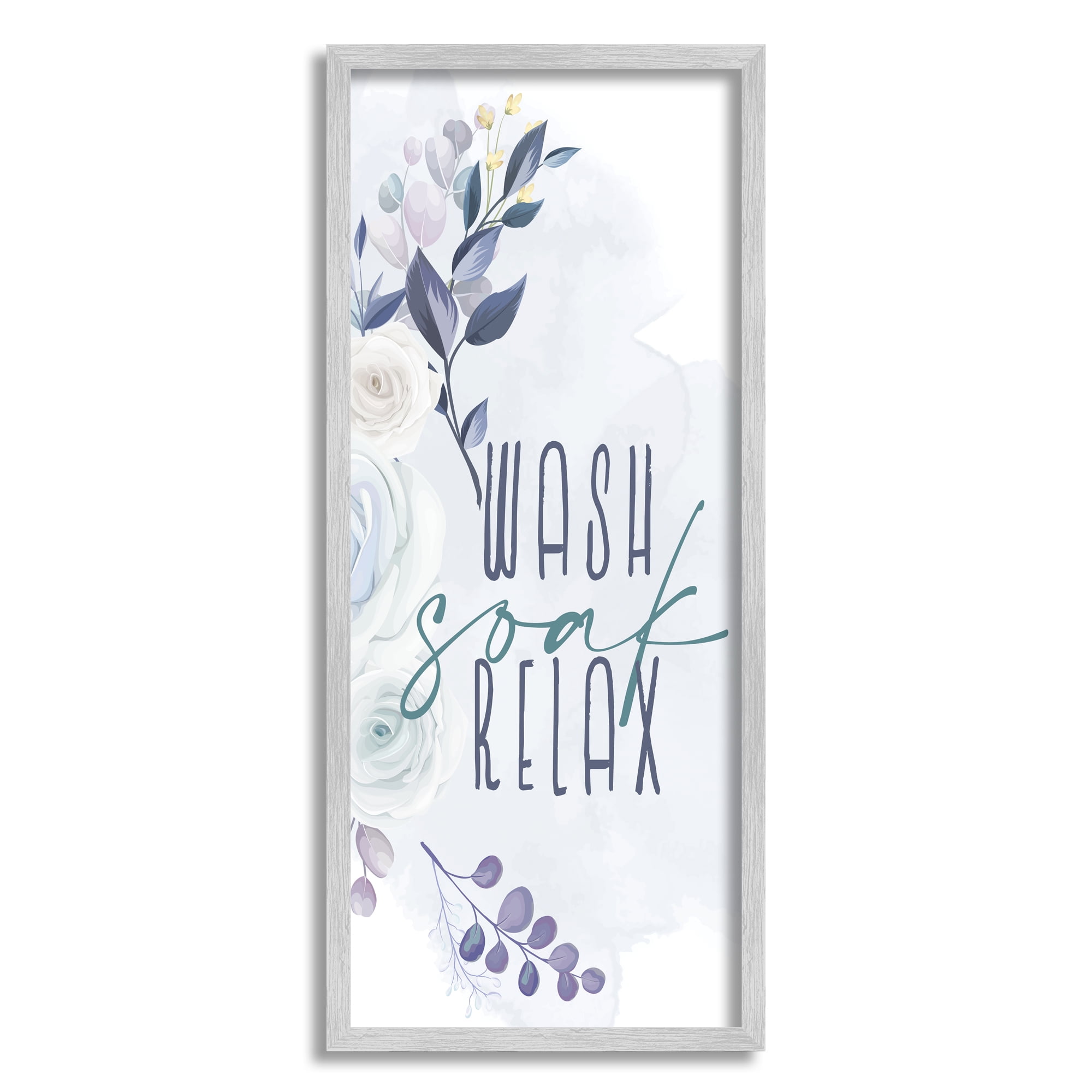 Stupell Industries Wash Soak Relax Sentiment Spring Roses Blooming, 13 x 30, Designed by Kim Allen