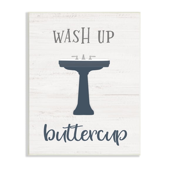 Stupell Industries Wash Up Buttercup Phrase Good Hygiene Bathroom Typography Painting Unframed Art Print Wall Art, 10 x 15