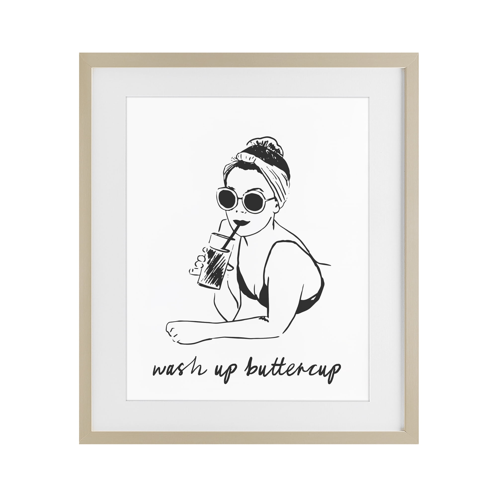 Stupell Industries Wash Up Buttercup Retro Birch Framed Print Under Glass, design by Lettered and Lined
