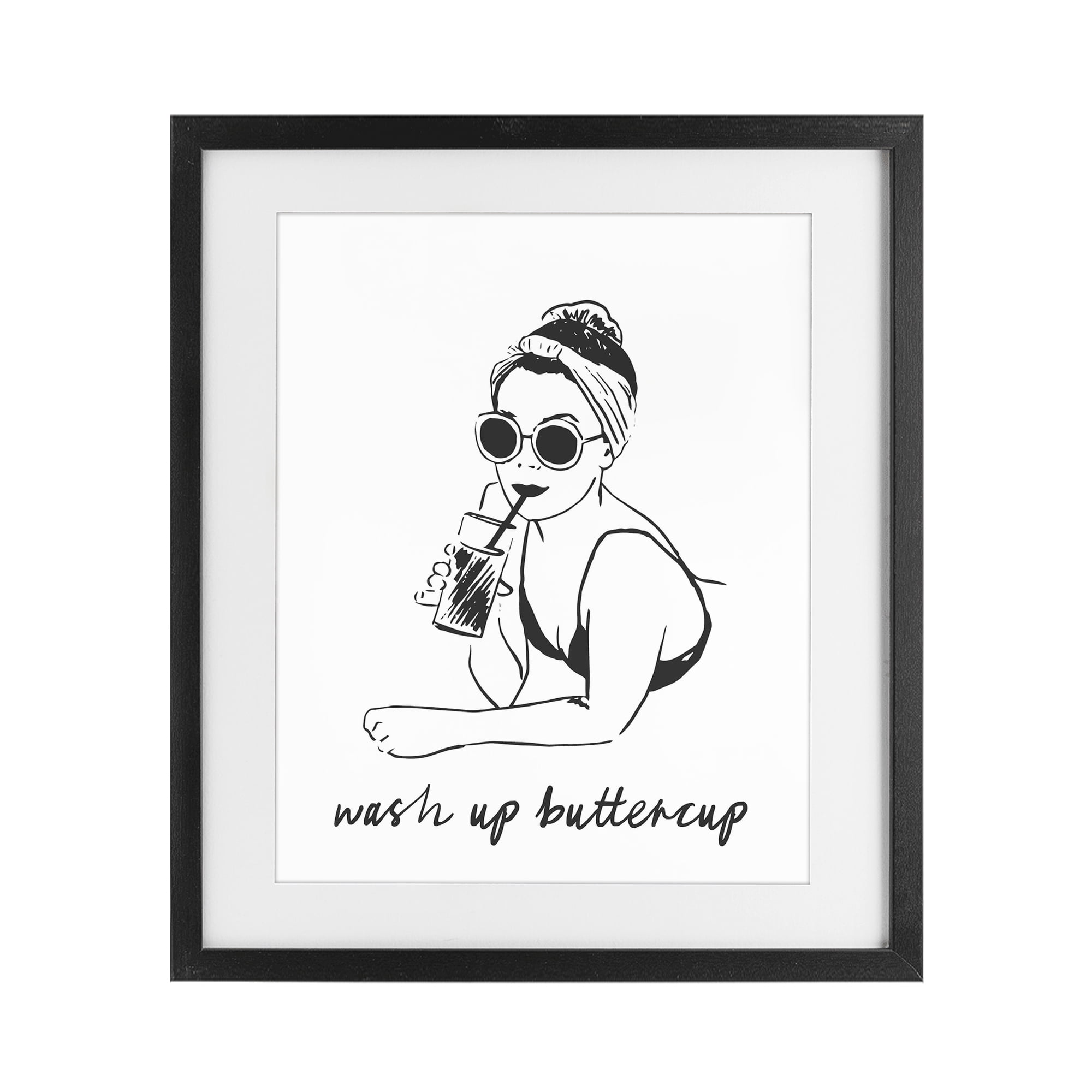 Stupell Industries Wash Up Buttercup Retro Black Framed Print Under Glass, design by Lettered and Lined