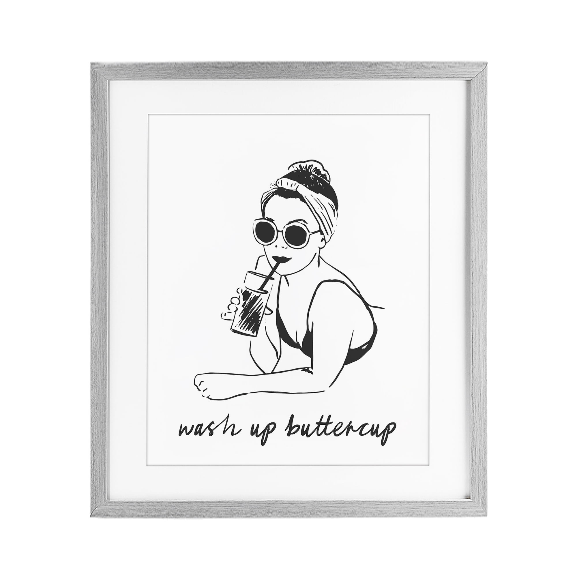 Stupell Industries Wash Up Buttercup Retro Gray Framed Print Under Glass, design by Lettered and Lined