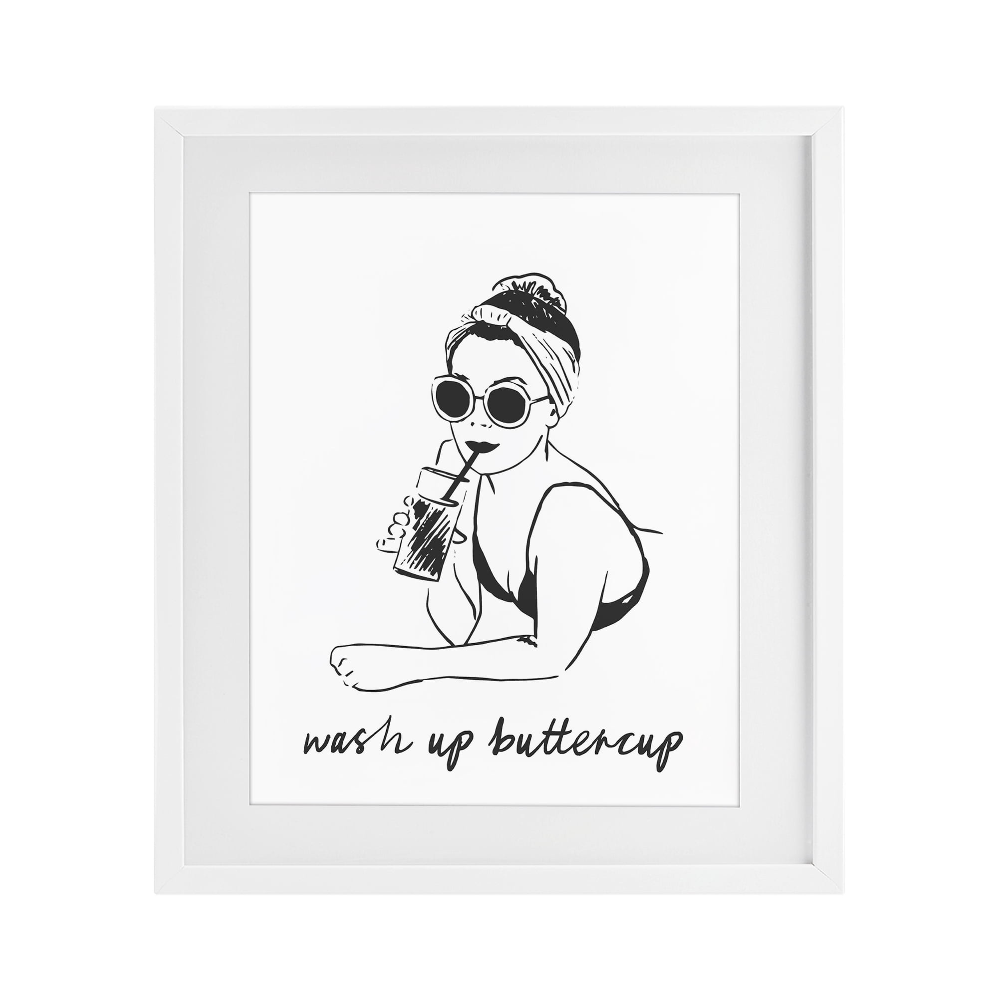 Stupell Industries Wash Up Buttercup Retro White Framed Print Under Glass, design by Lettered and Lined