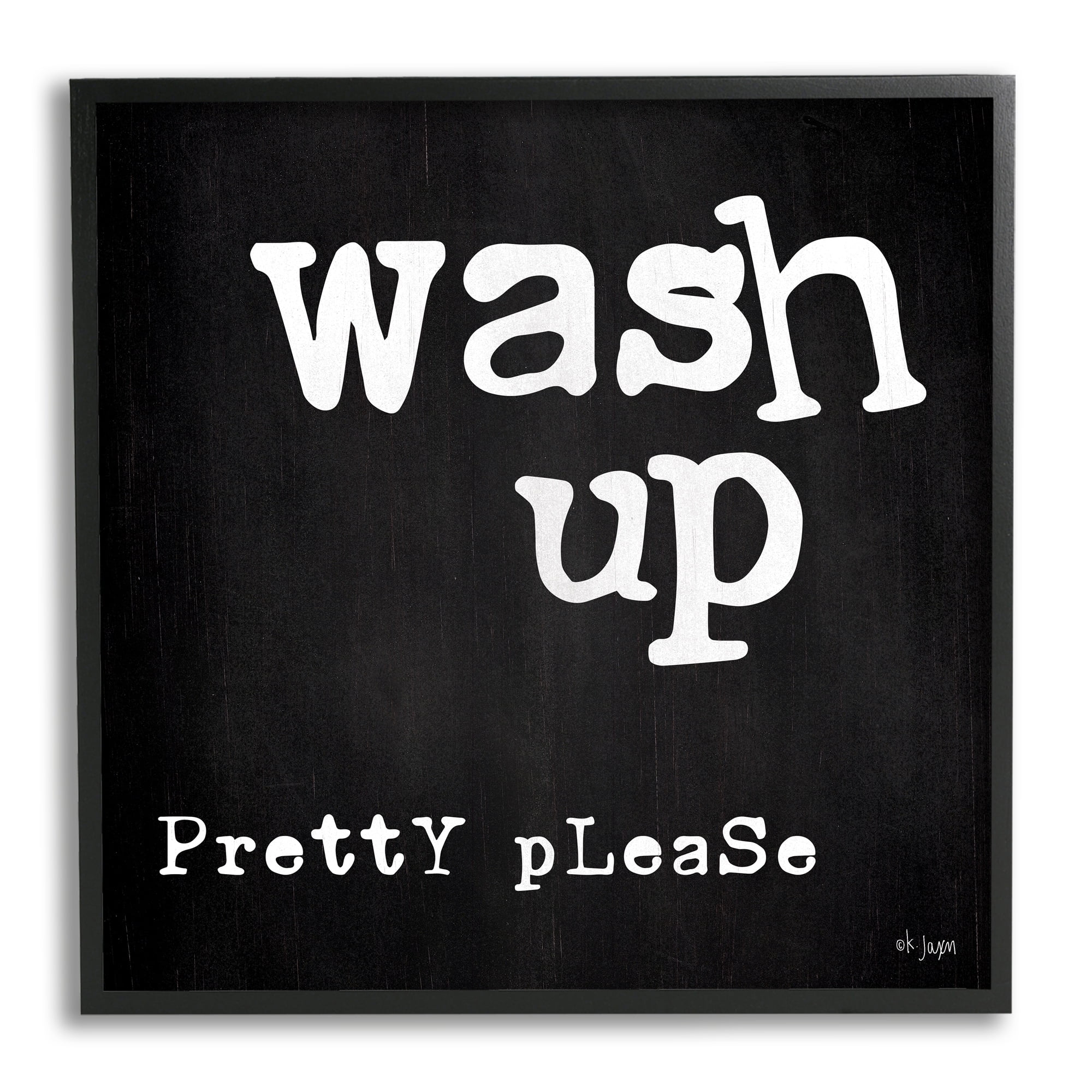 Stupell Industries Wash Up Pretty Please Bathroom Sign Black White, 12 x 12, Design by Jaxn Blvd.