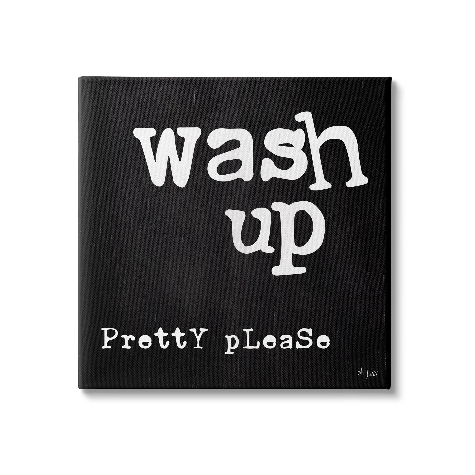 Stupell Industries Wash Up Pretty Please Bathroom Sign Black White, 17 x 17, Design by Jaxn Blvd.